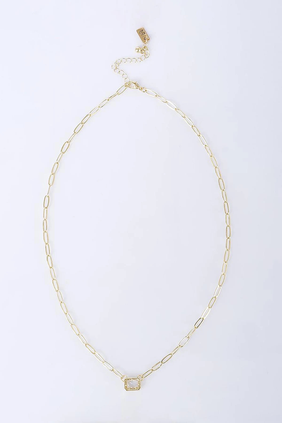 Shiny Stone Chain Necklace Optic White