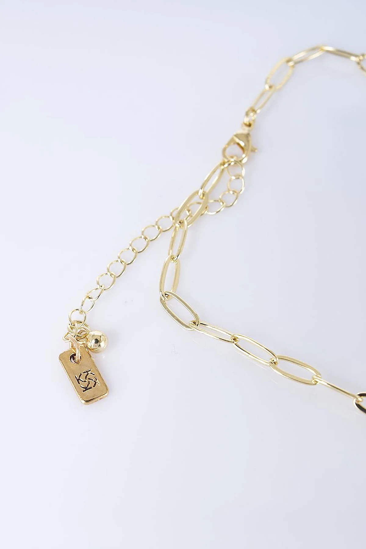 Shiny Stone Chain Necklace Optic White