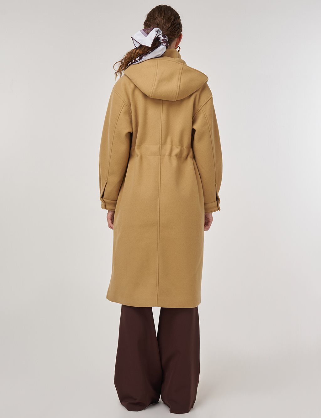 Kapüşonlu Kaşe Kaban Acı Kahve 