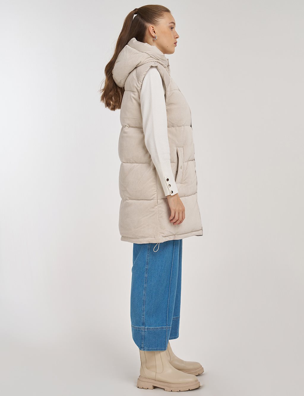 Kadife Garnili Şişme Yelek Taş 