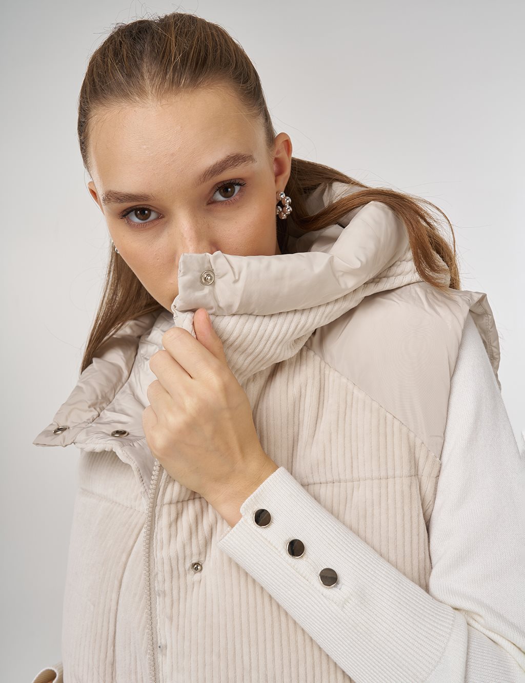 Kadife Garnili Şişme Yelek Taş 