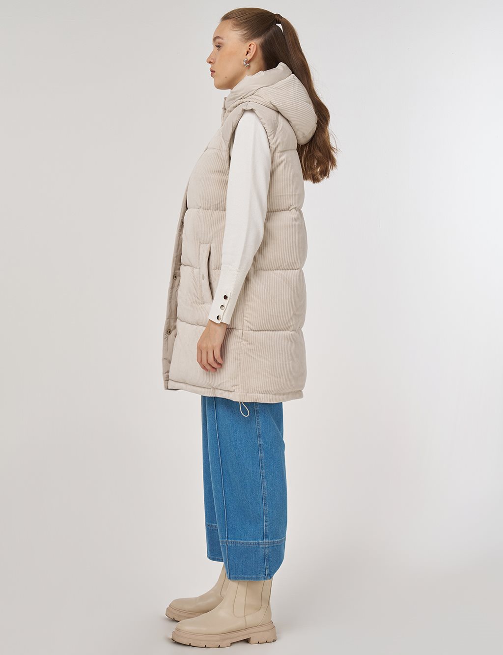 Kadife Garnili Şişme Yelek Taş 