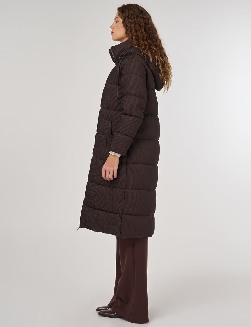 Zipper-Closure Anorak Jacket Brown