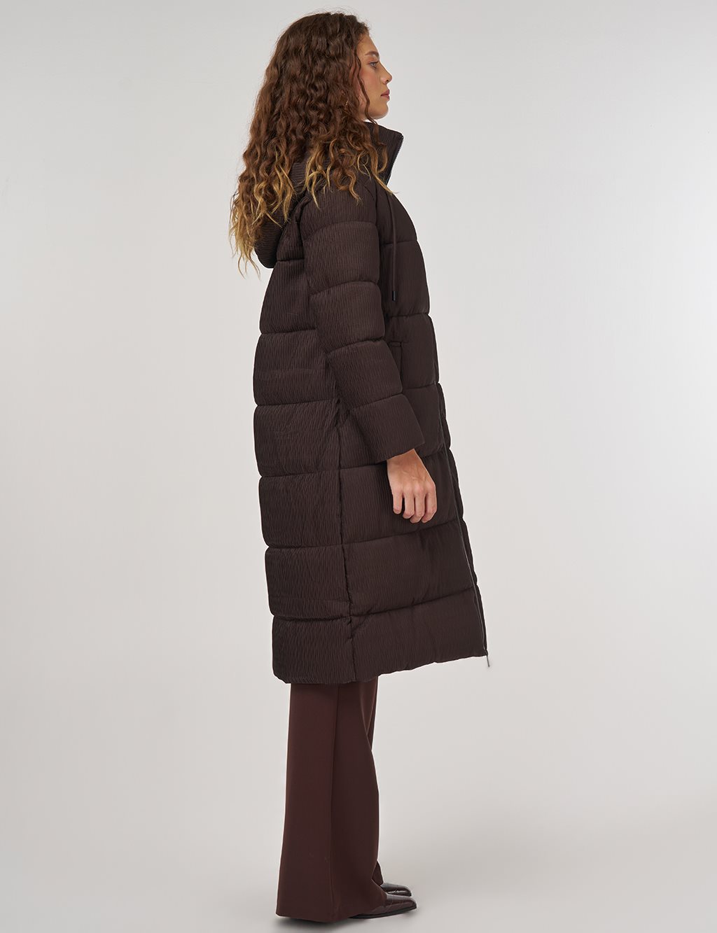 Zipper-Closure Anorak Jacket Brown