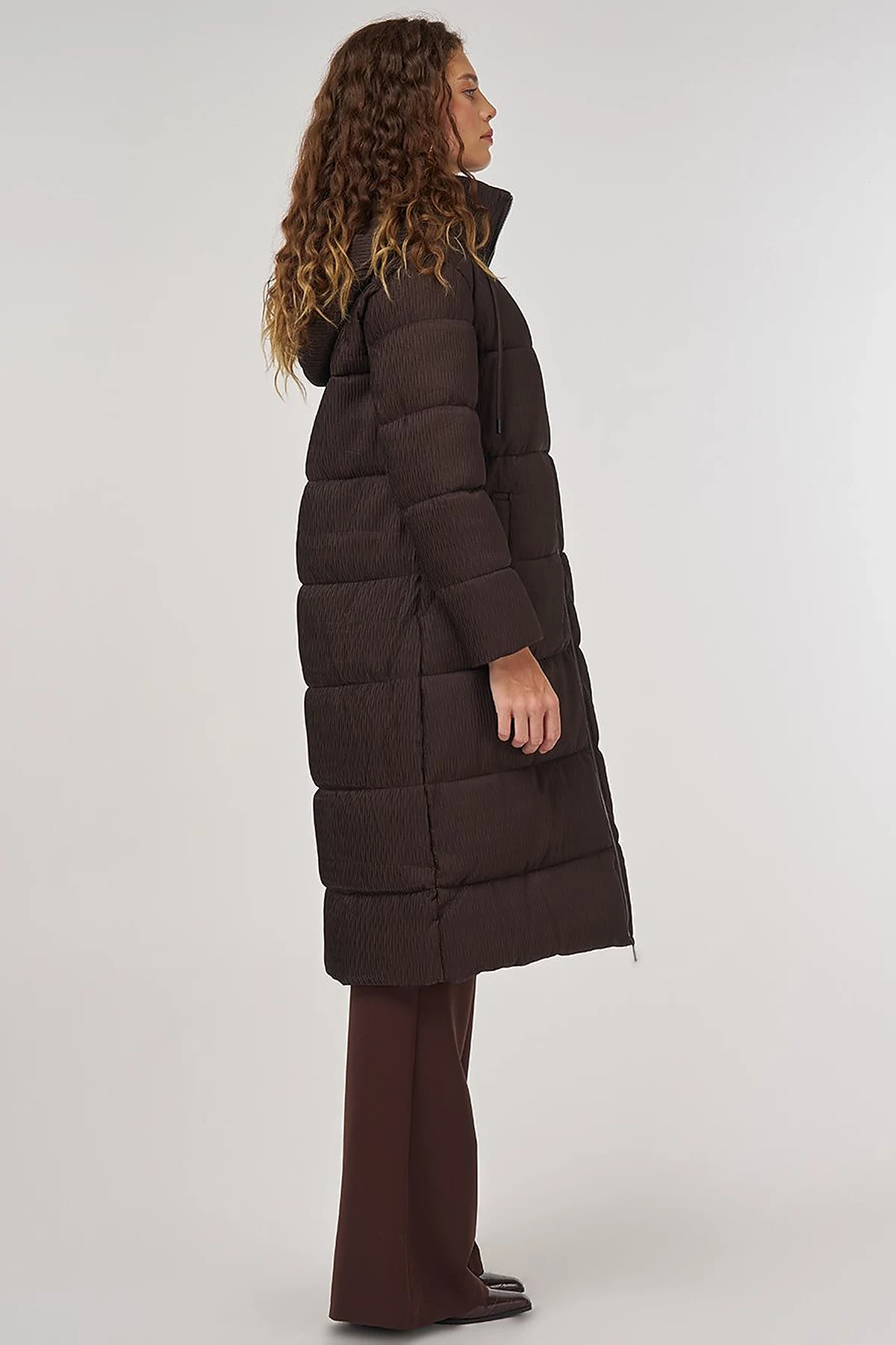 Zipper-Closure Anorak Jacket Brown