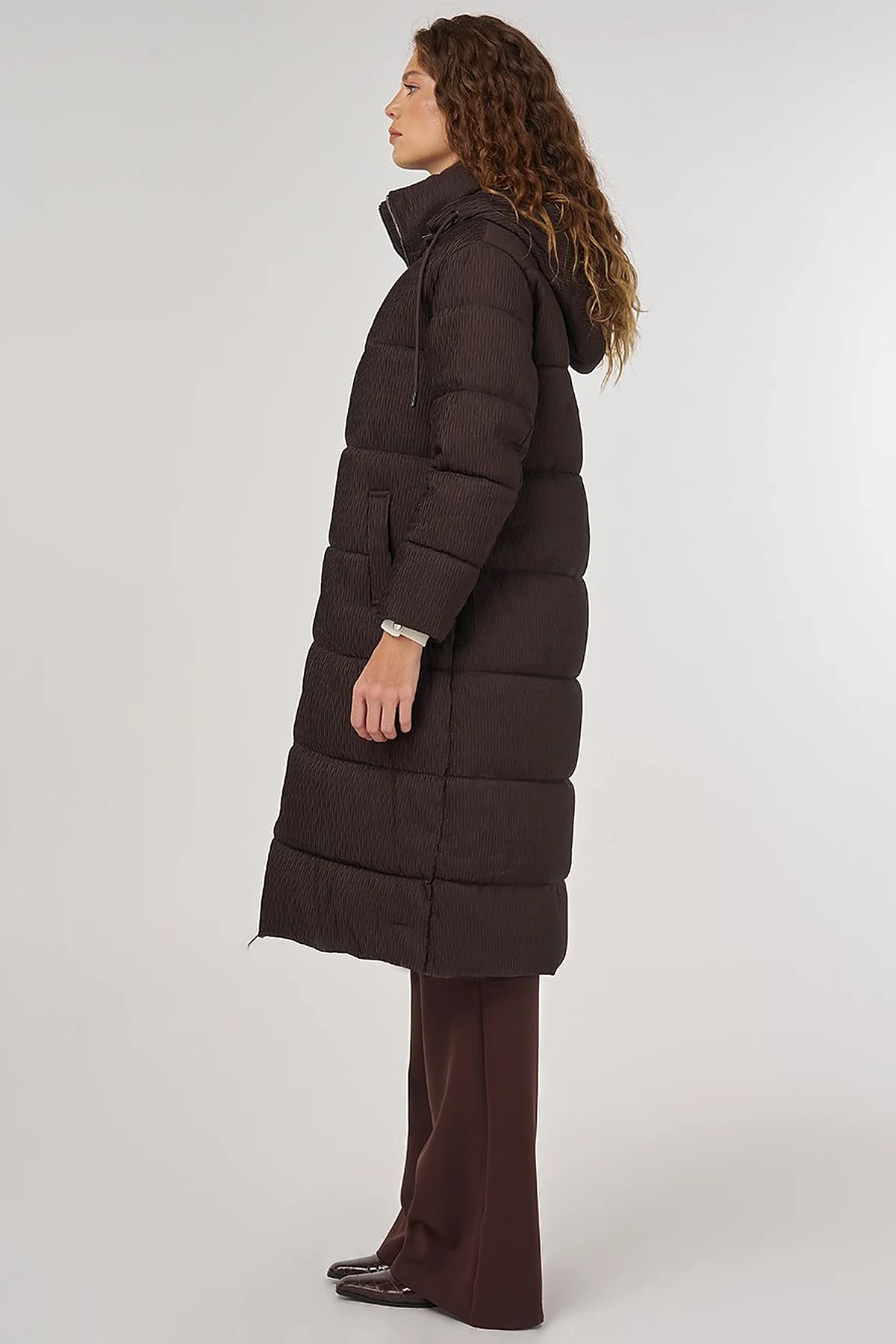 Zipper-Closure Anorak Jacket Brown