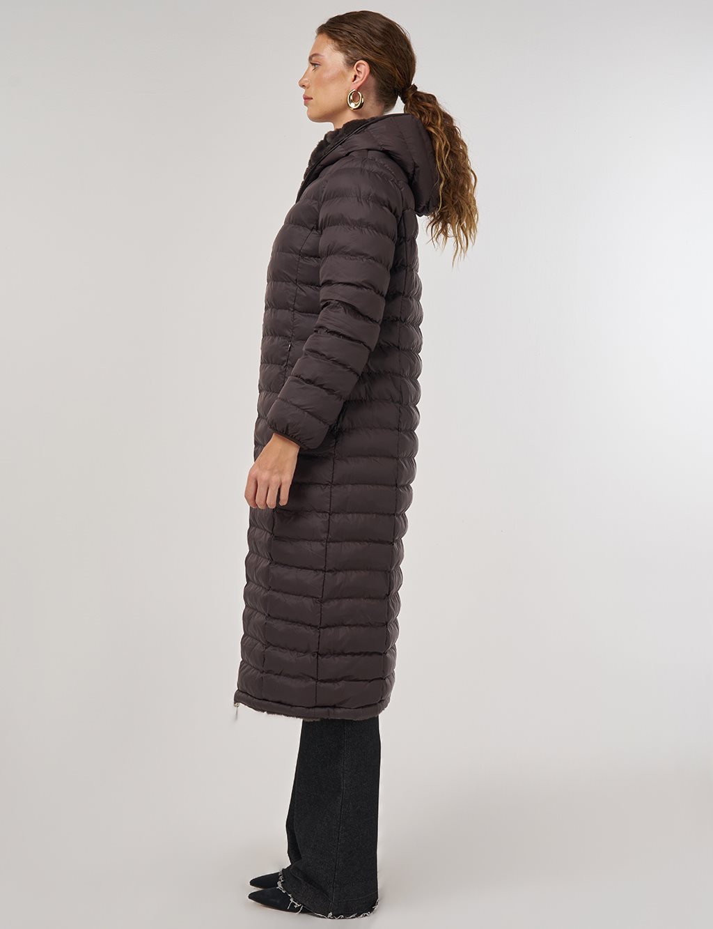 Reversible Hooded Jacket Brown