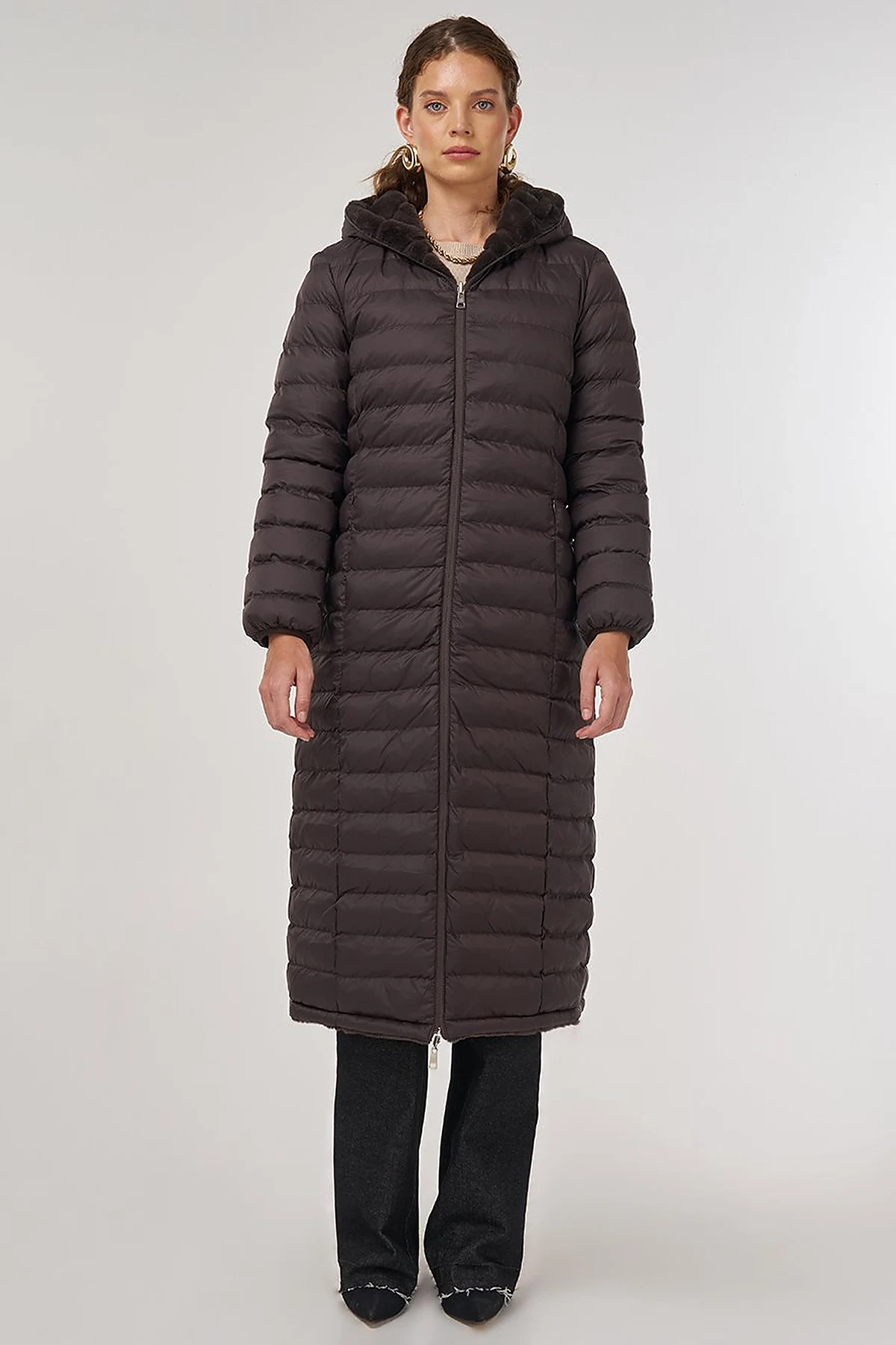Reversible Hooded Jacket Brown