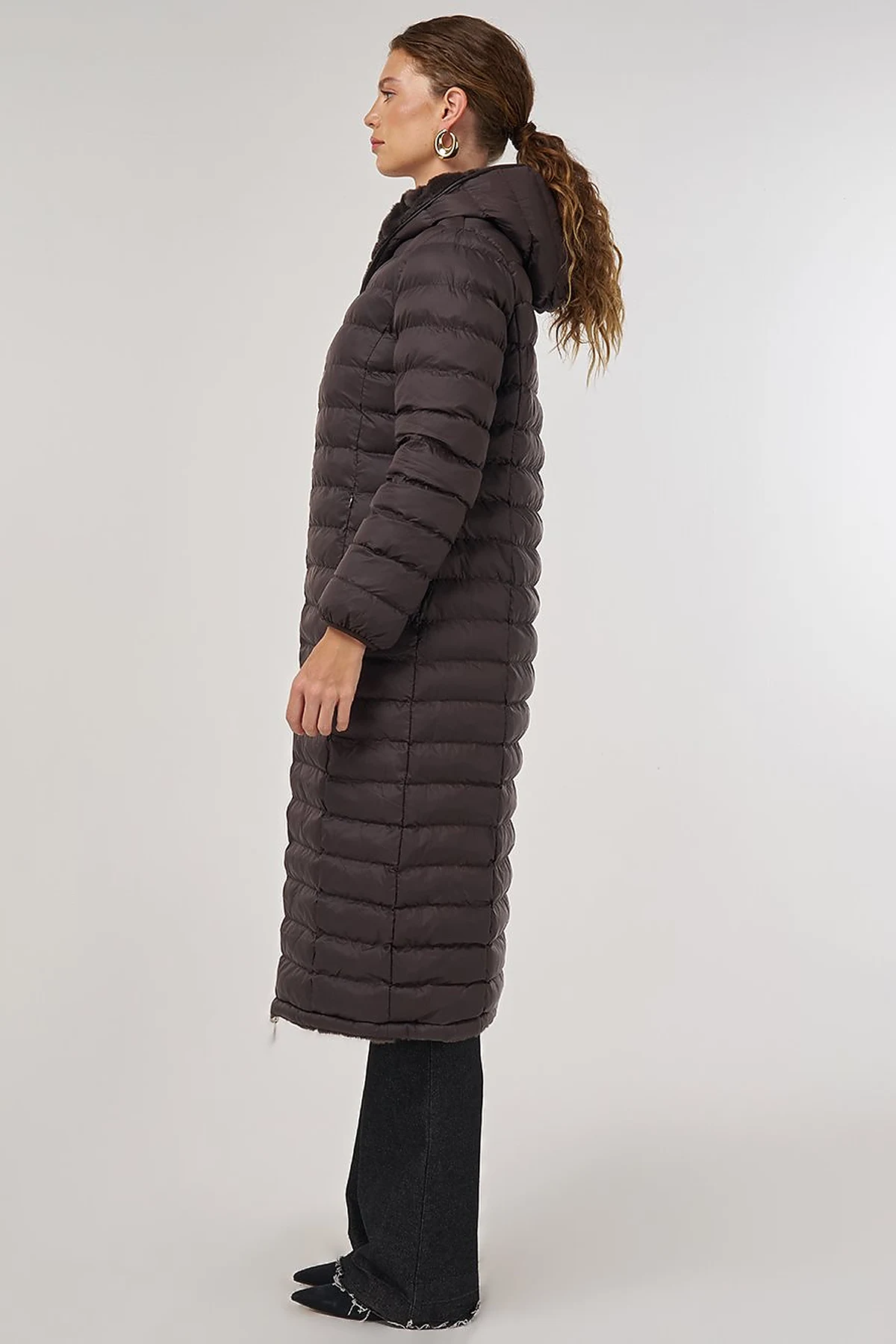 Reversible Hooded Jacket Brown