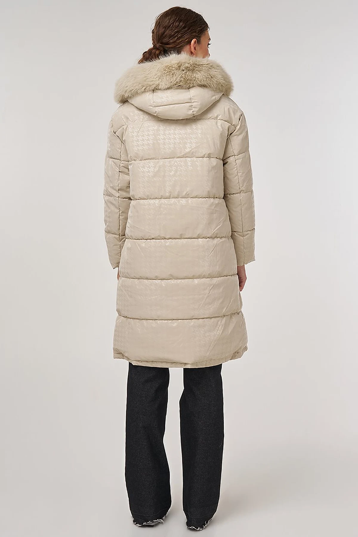 Houndstooth Pattern Anorak Jacket Stone 
