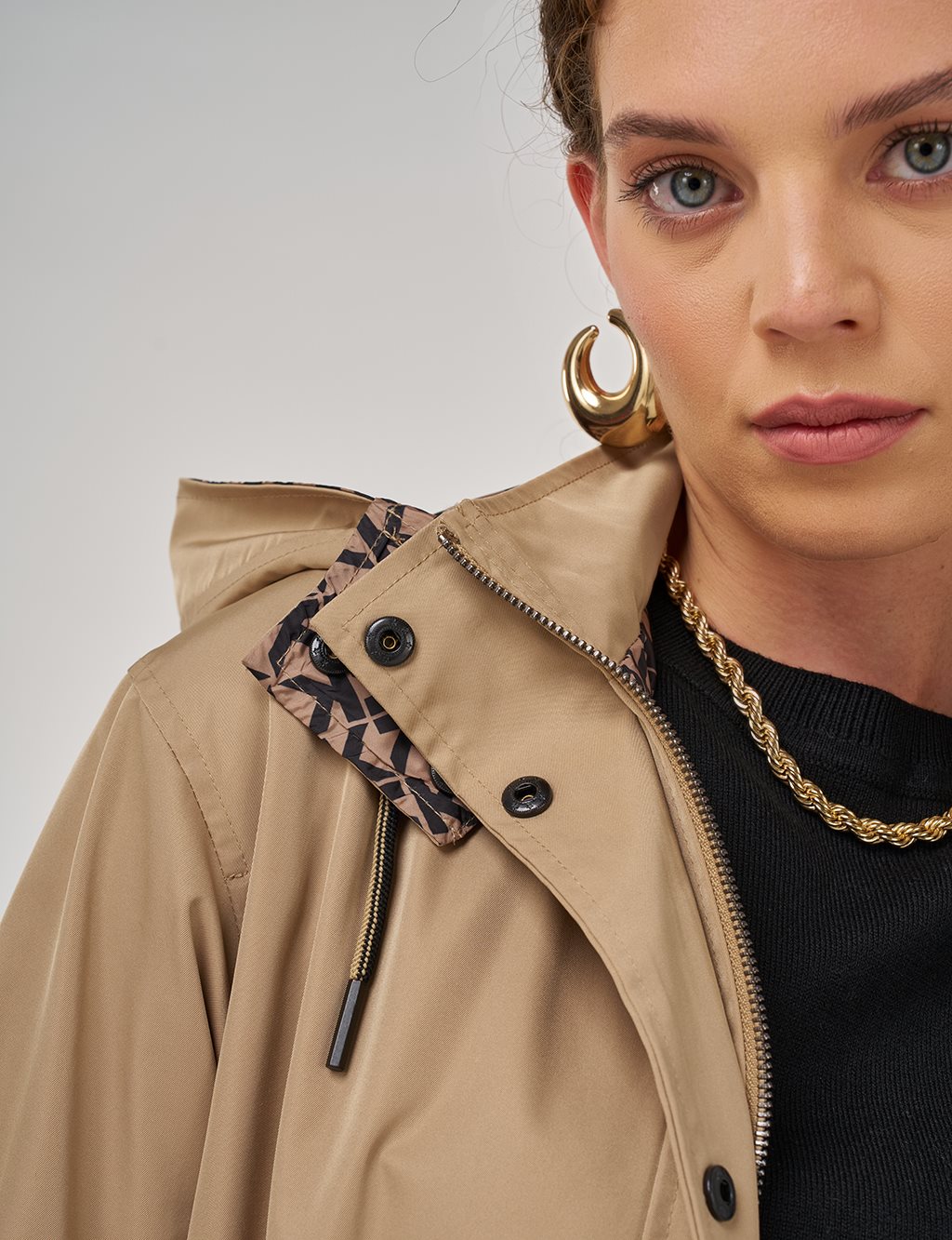 Bel Büzgülü Trençkot Açık Kahve 