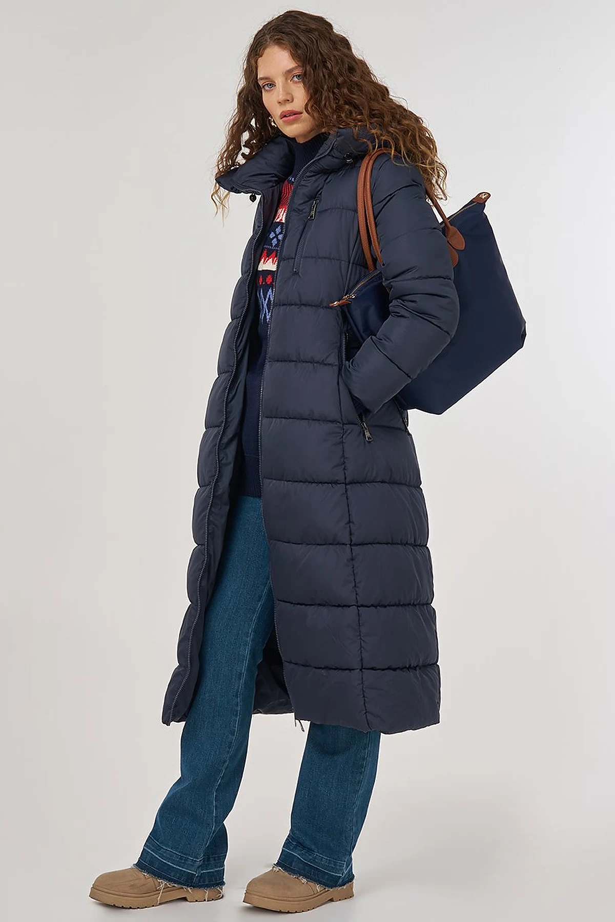Zipper-Detail Anorak Jacket Navy 