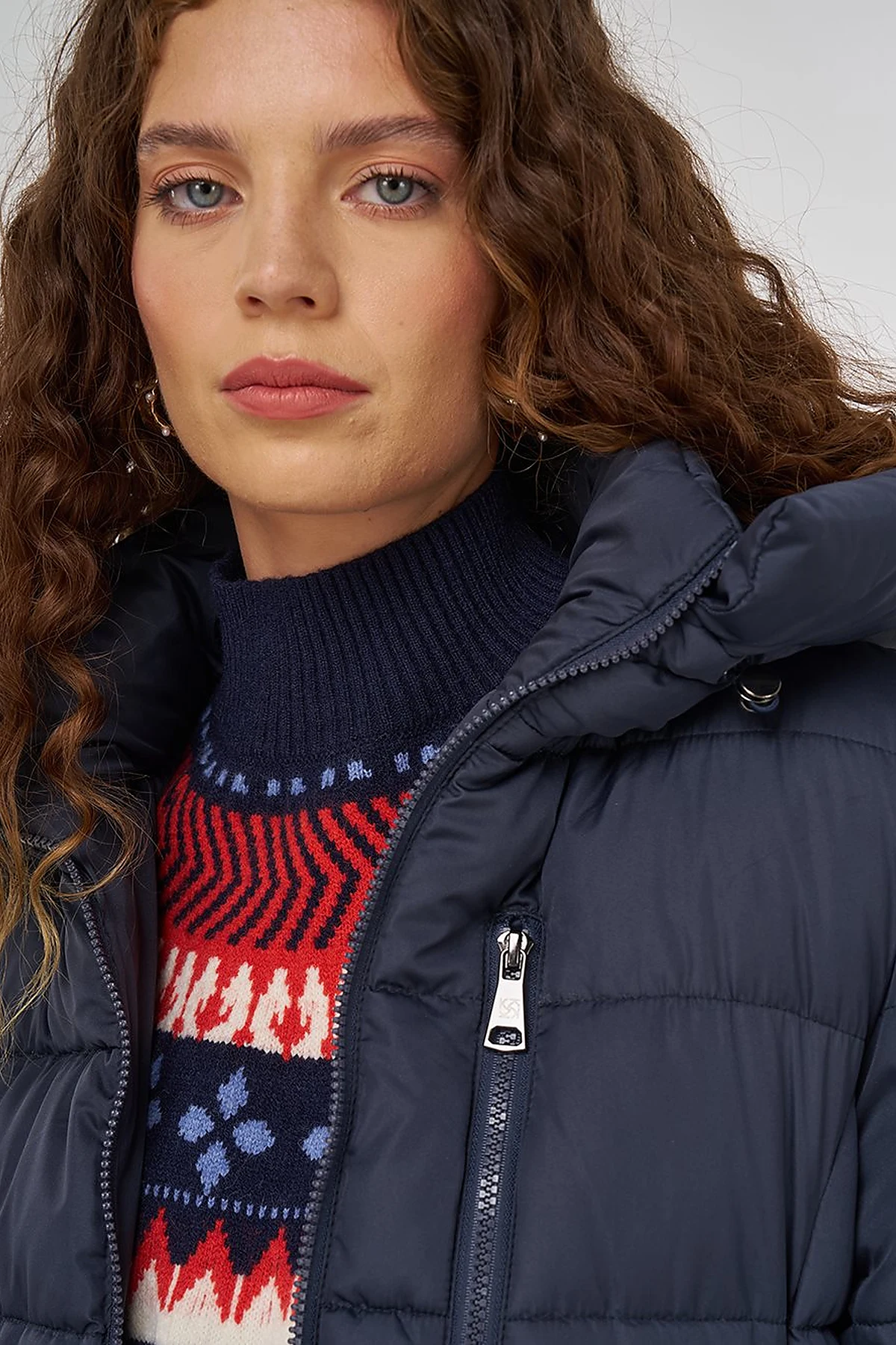 Zipper-Detail Anorak Jacket Navy 