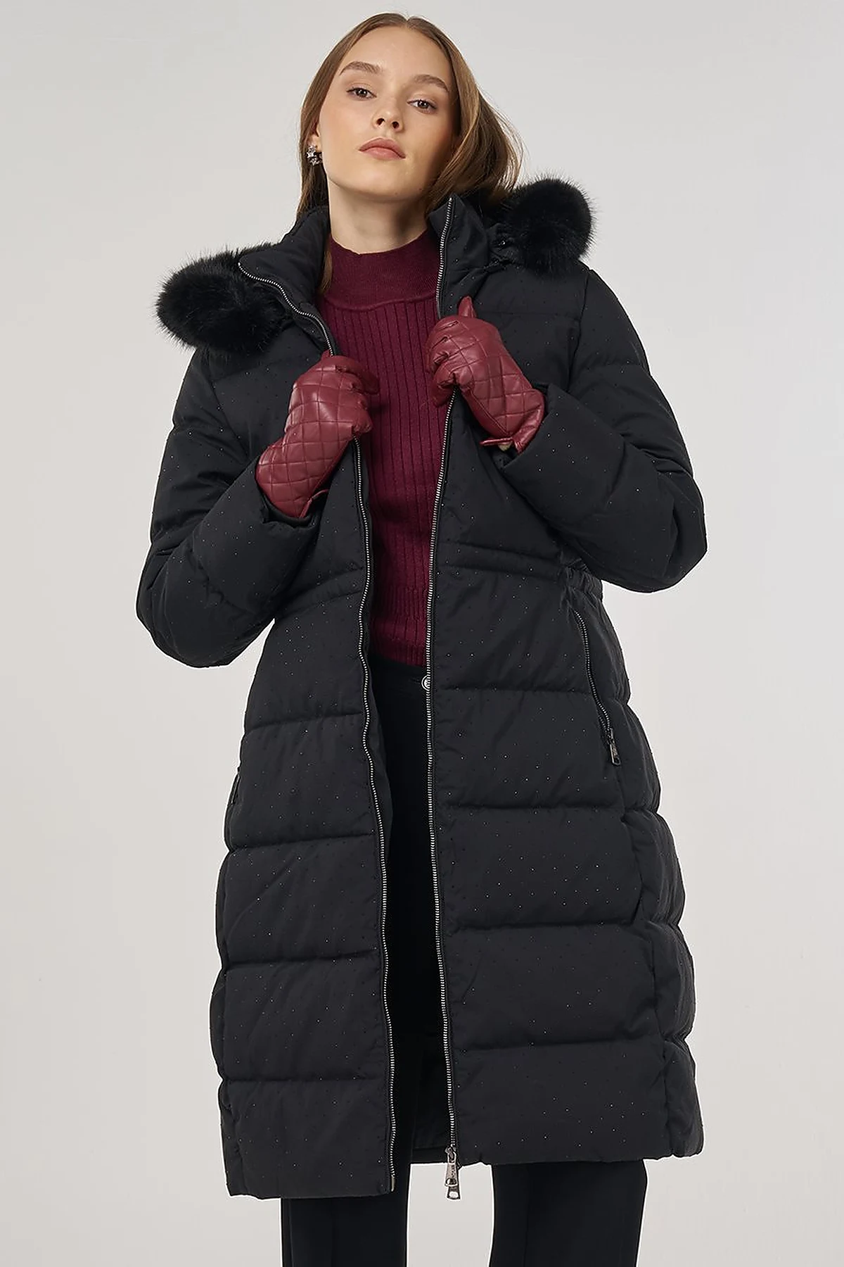 Hotfix Printed Anorak Coat in Black