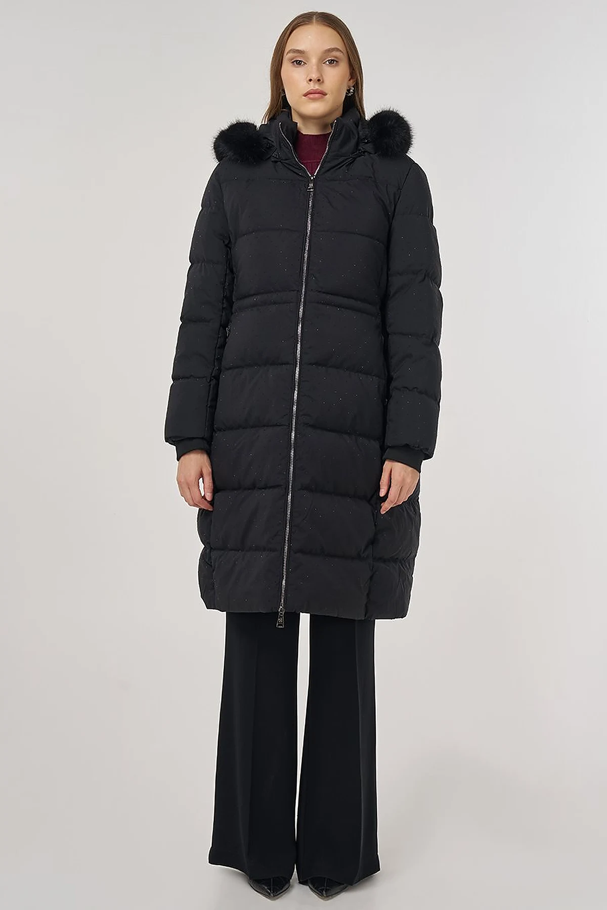 Hotfix Printed Anorak Coat in Black