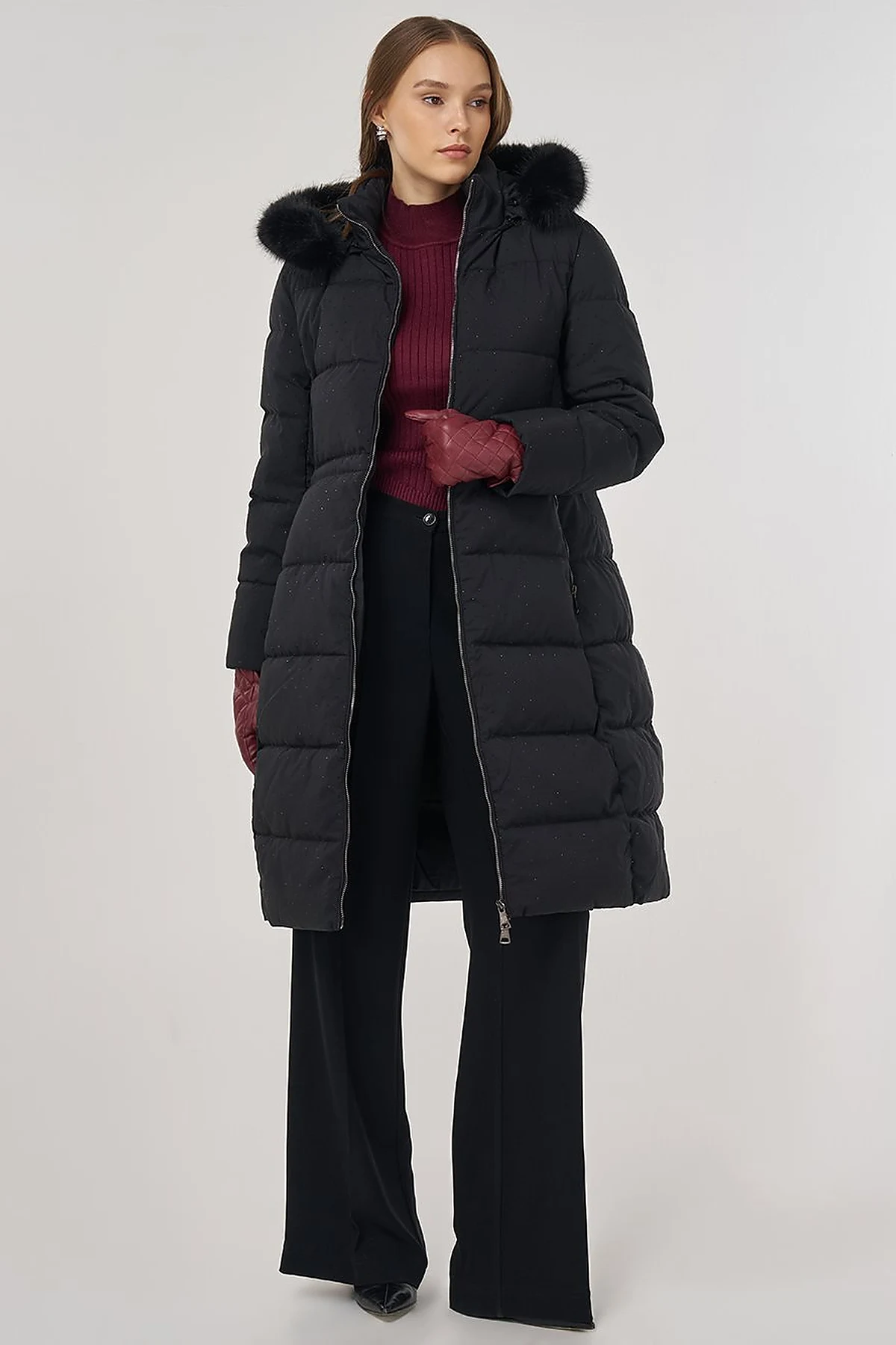 Hotfix Printed Anorak Coat in Black
