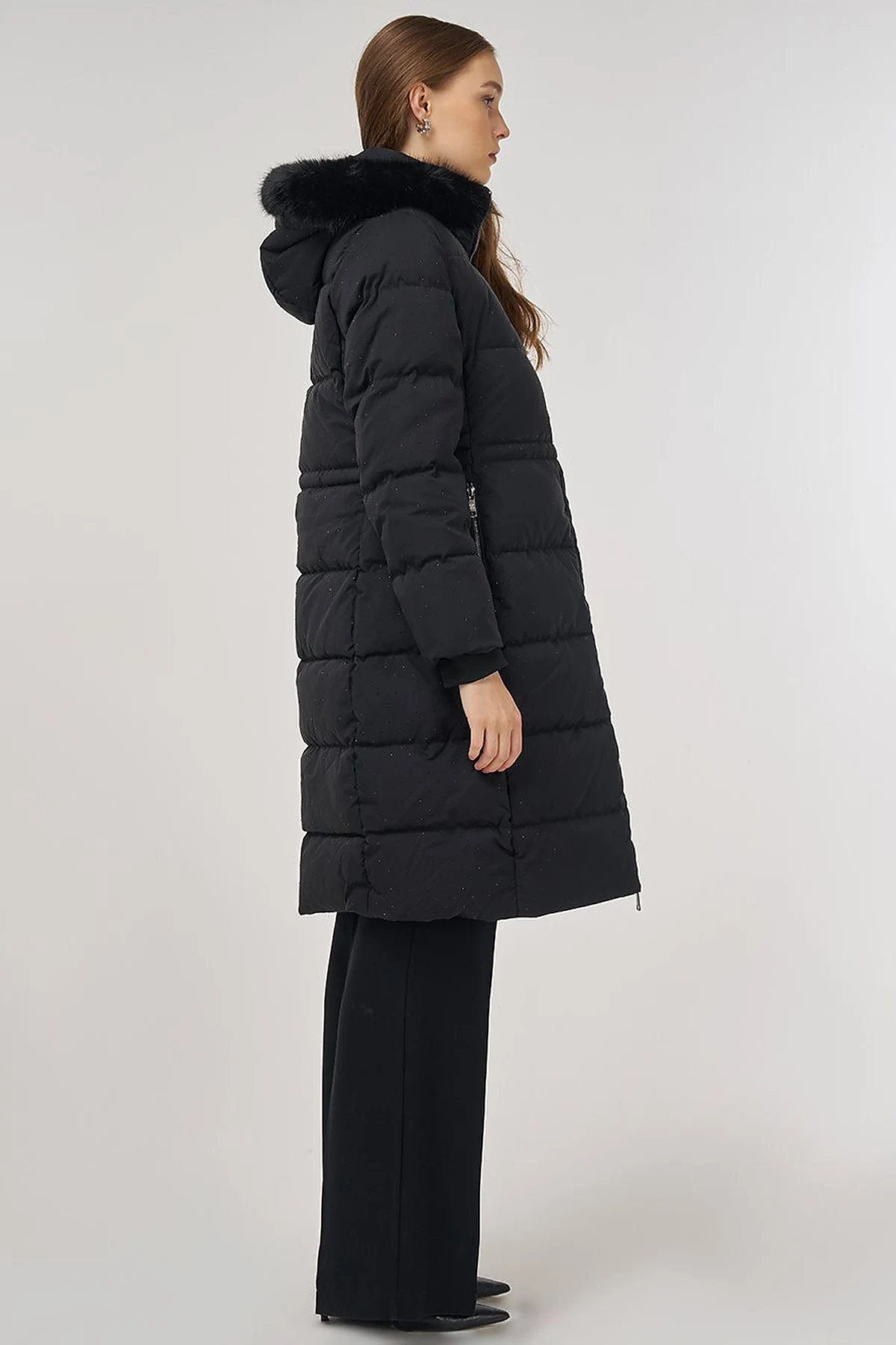 Hotfix Printed Anorak Coat in Black