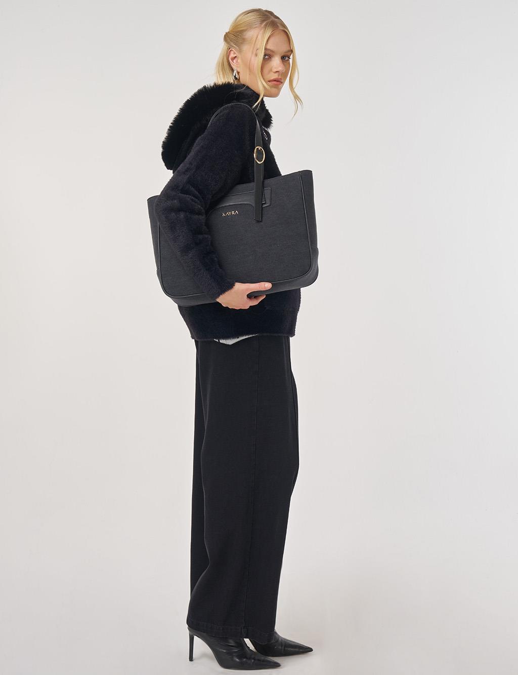 Faux Fur Hooded Knit Cardigan in Black