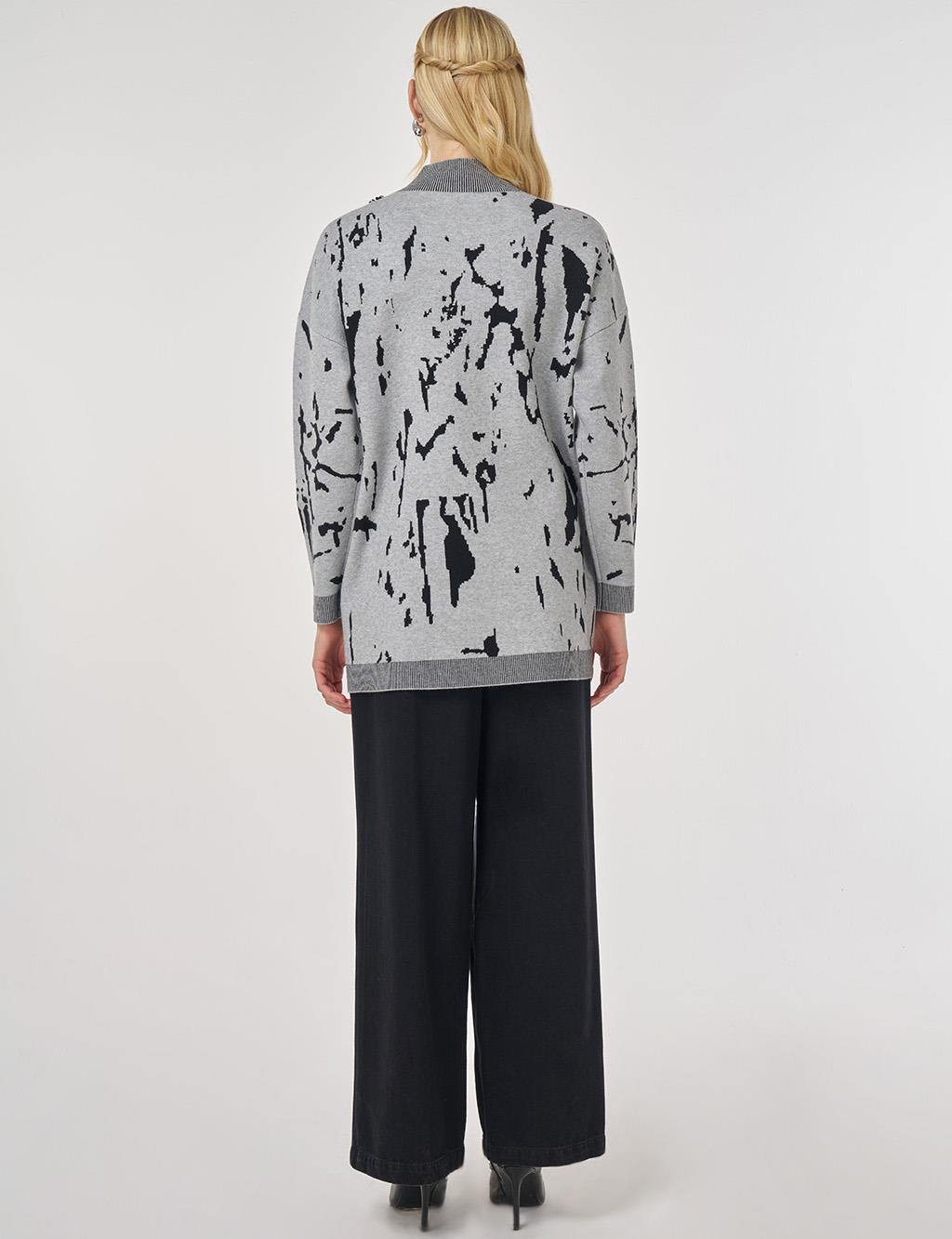 Sequin Detailed Viscose Knit Tunic in Gray