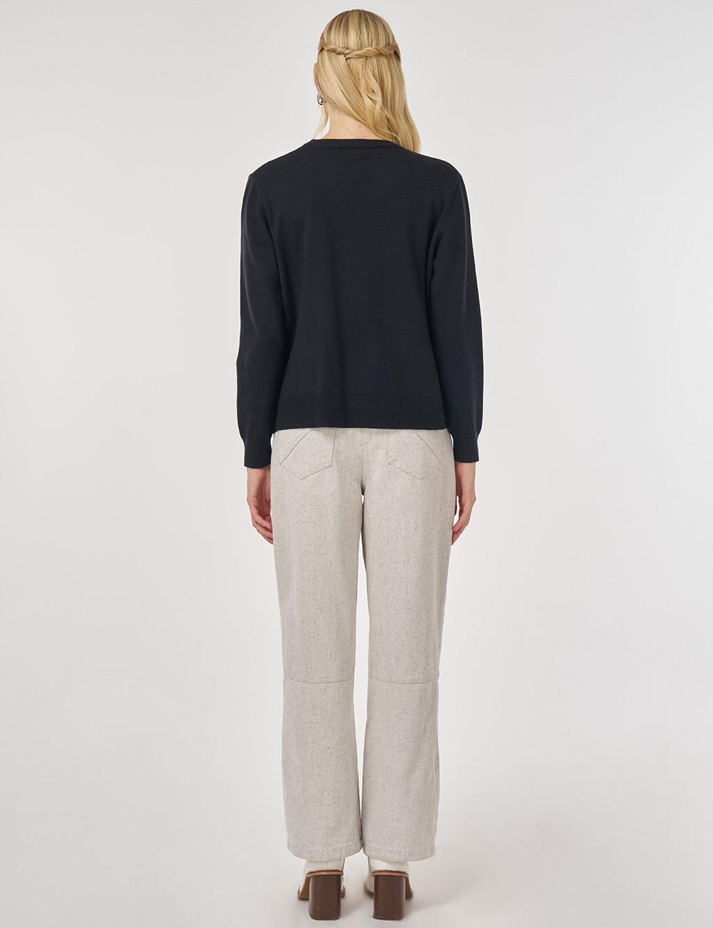 Floral Embroidered Viscose Knit Cardigan in Black