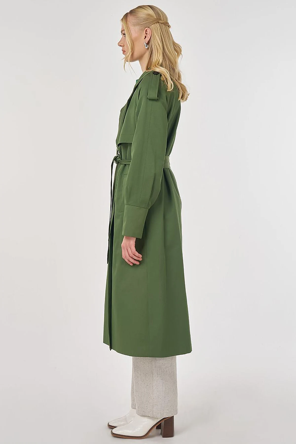 Embroidered Trench Coat Forest Green