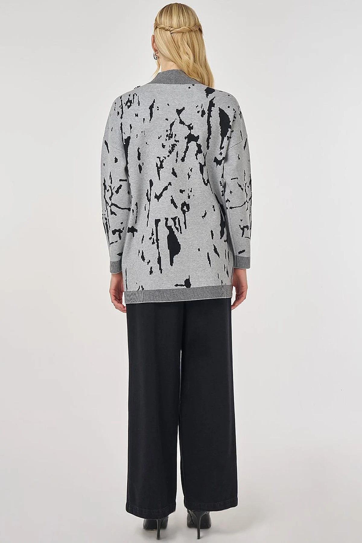 Sequin Detailed Viscose Knit Tunic in Gray