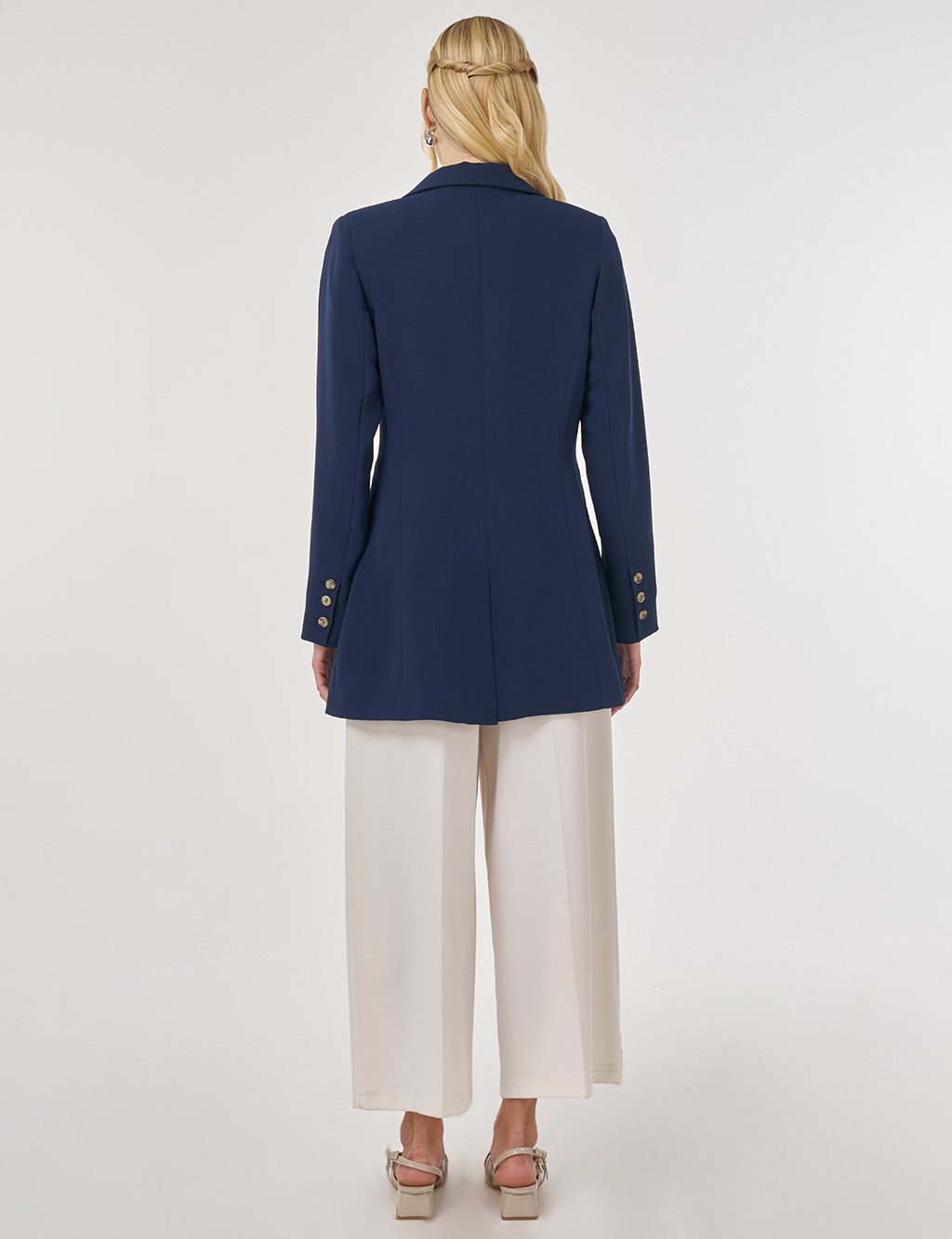 Klapa Yaka Blazer Ceket Koyu Lacivert