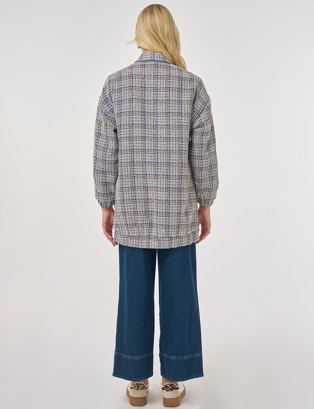 Patch-Pocket Tweed Jacket Indigo