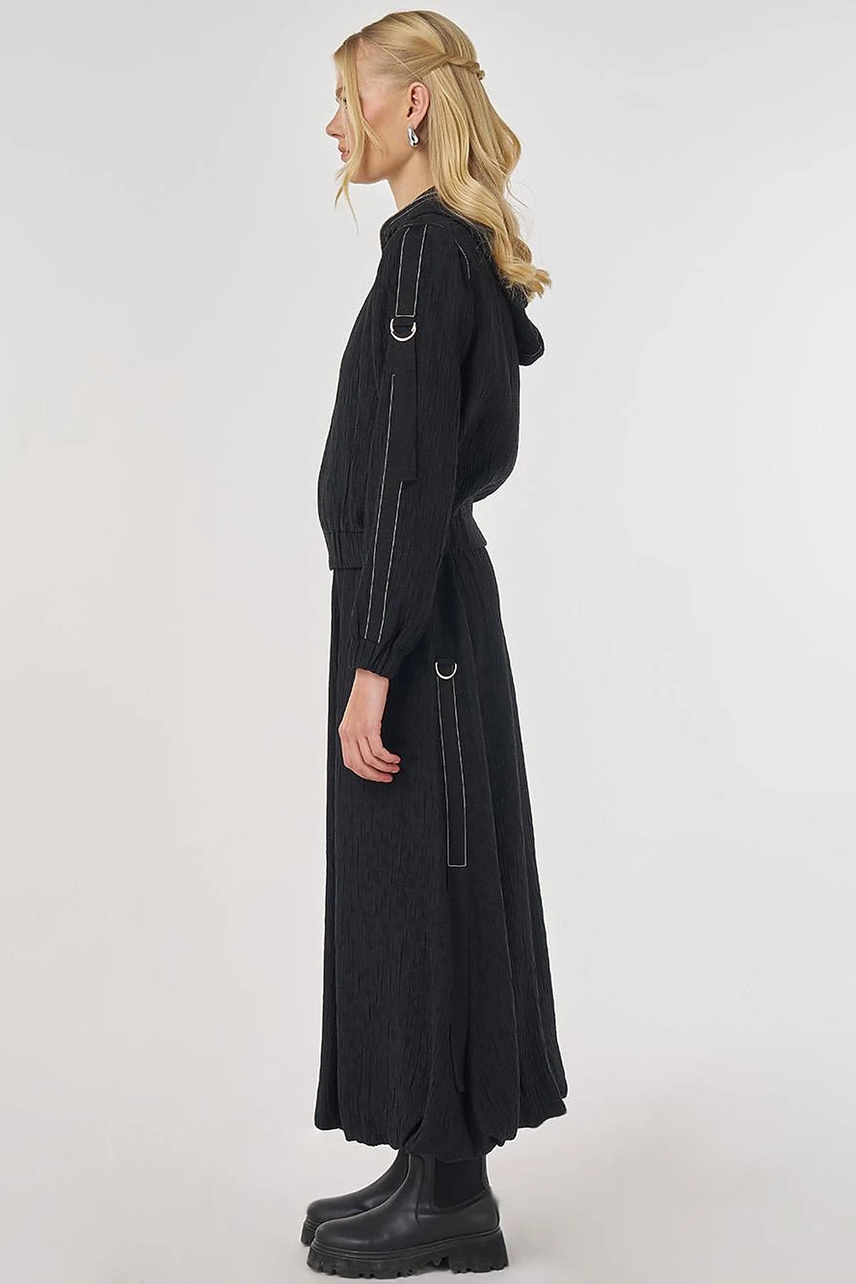 Punto-Stitched Lyocell Viscose Skirt Set Black