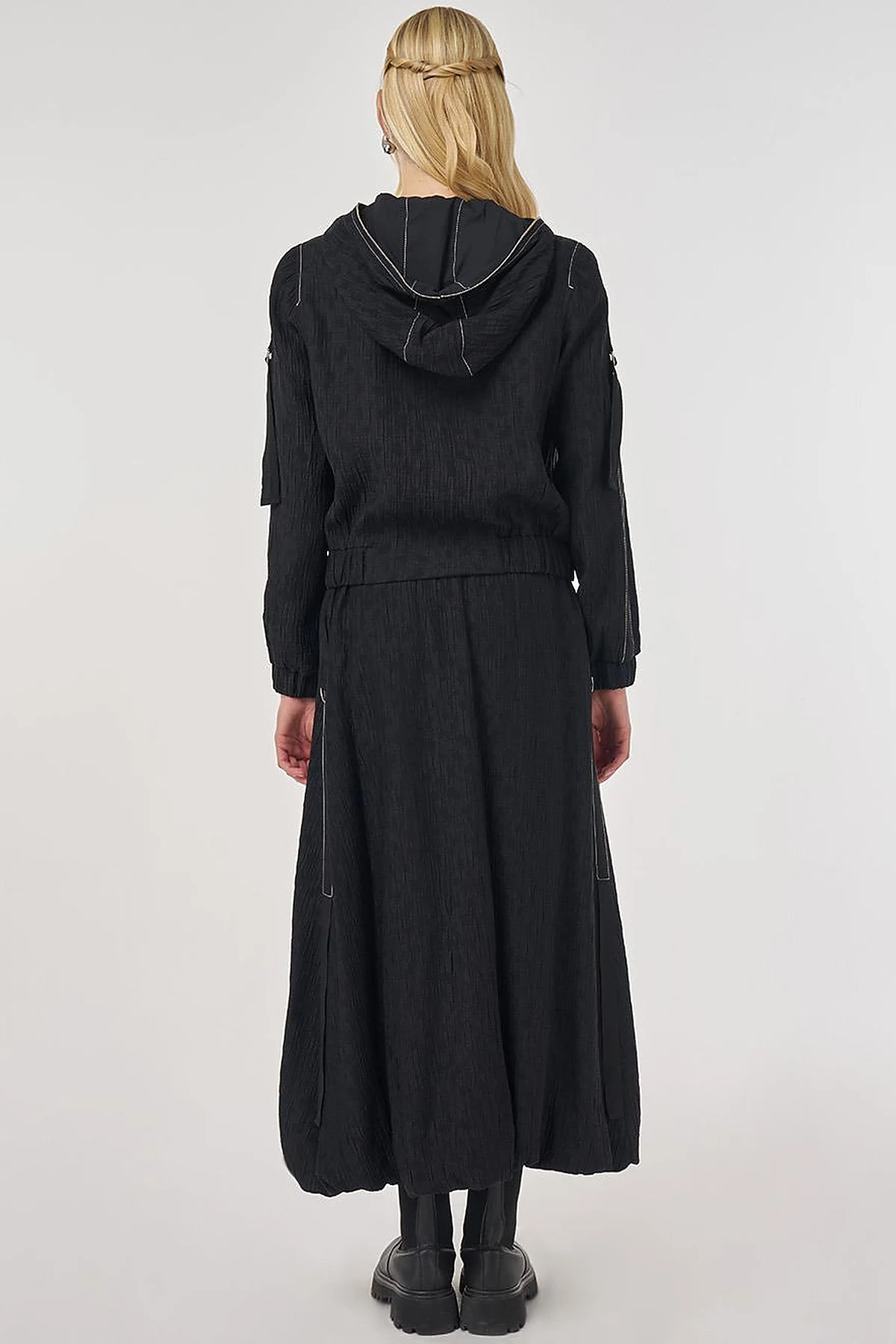 Punto-Stitched Lyocell Viscose Skirt Set Black