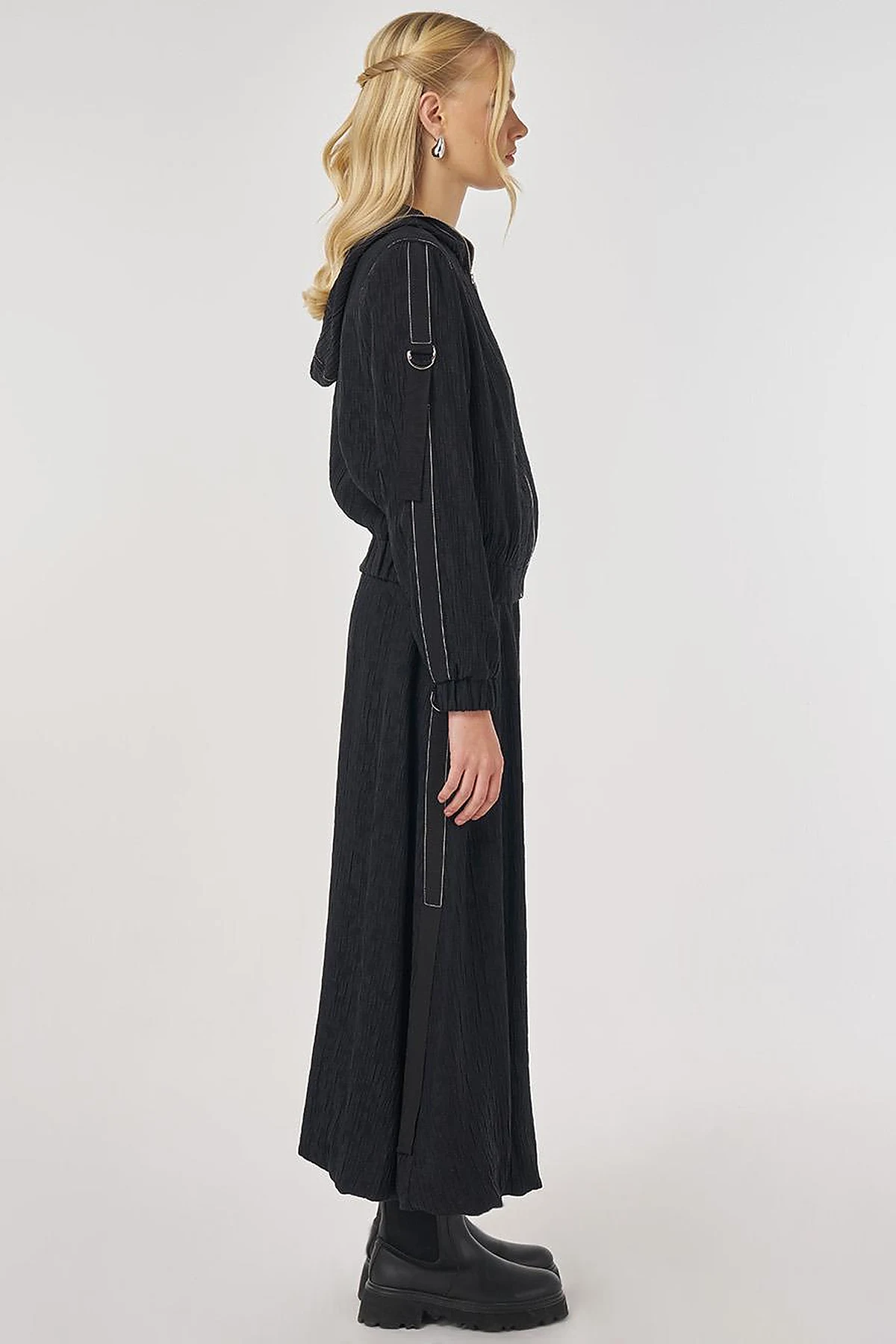Punto-Stitched Lyocell Viscose Skirt Set Black