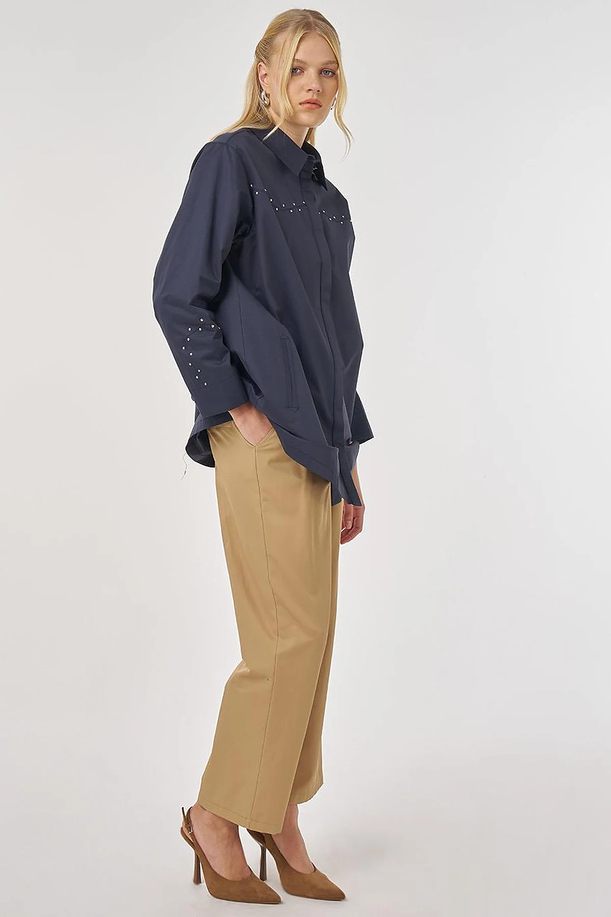 Troque Printed Cotton Tunic Dark Navy