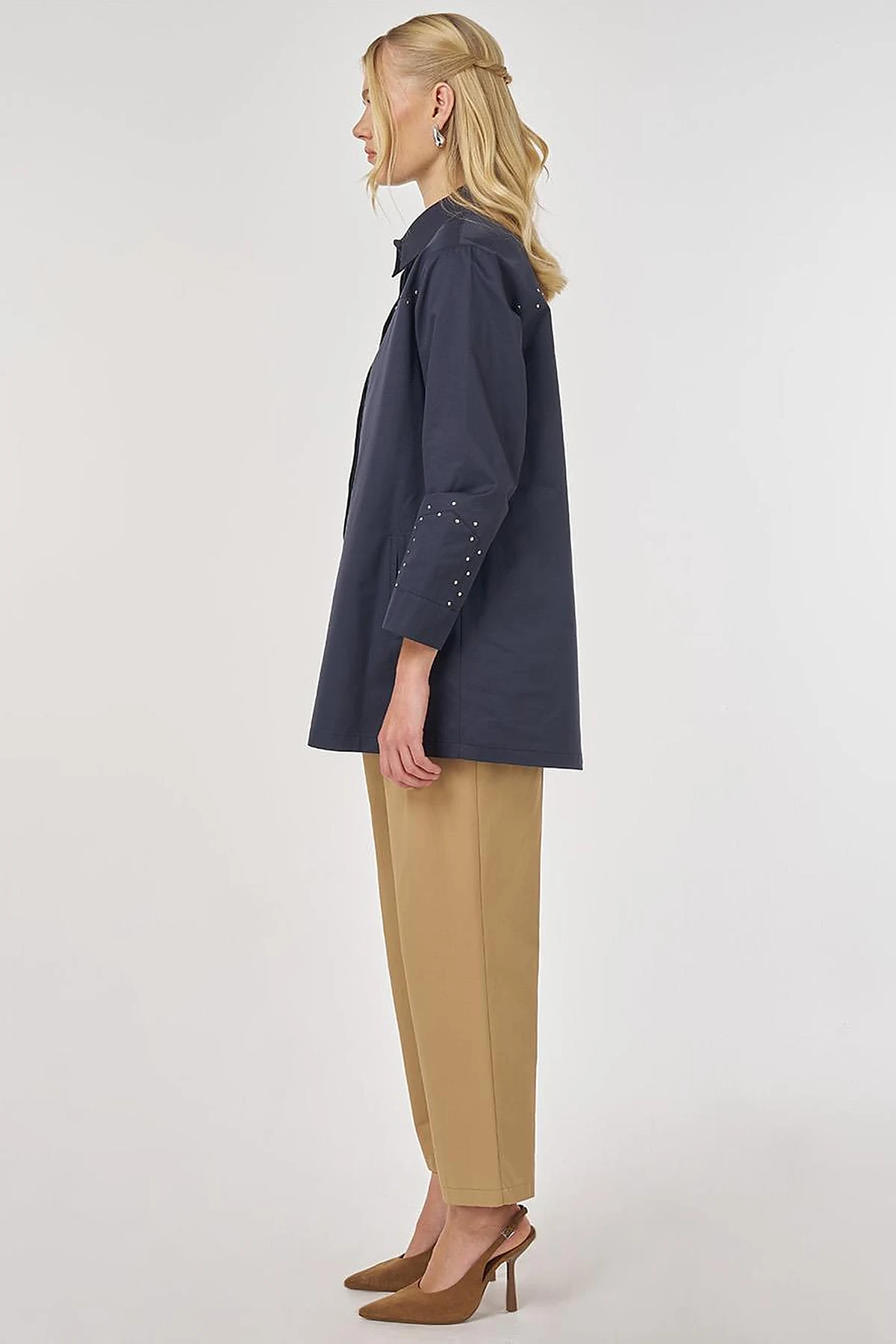 Troque Printed Cotton Tunic Dark Navy