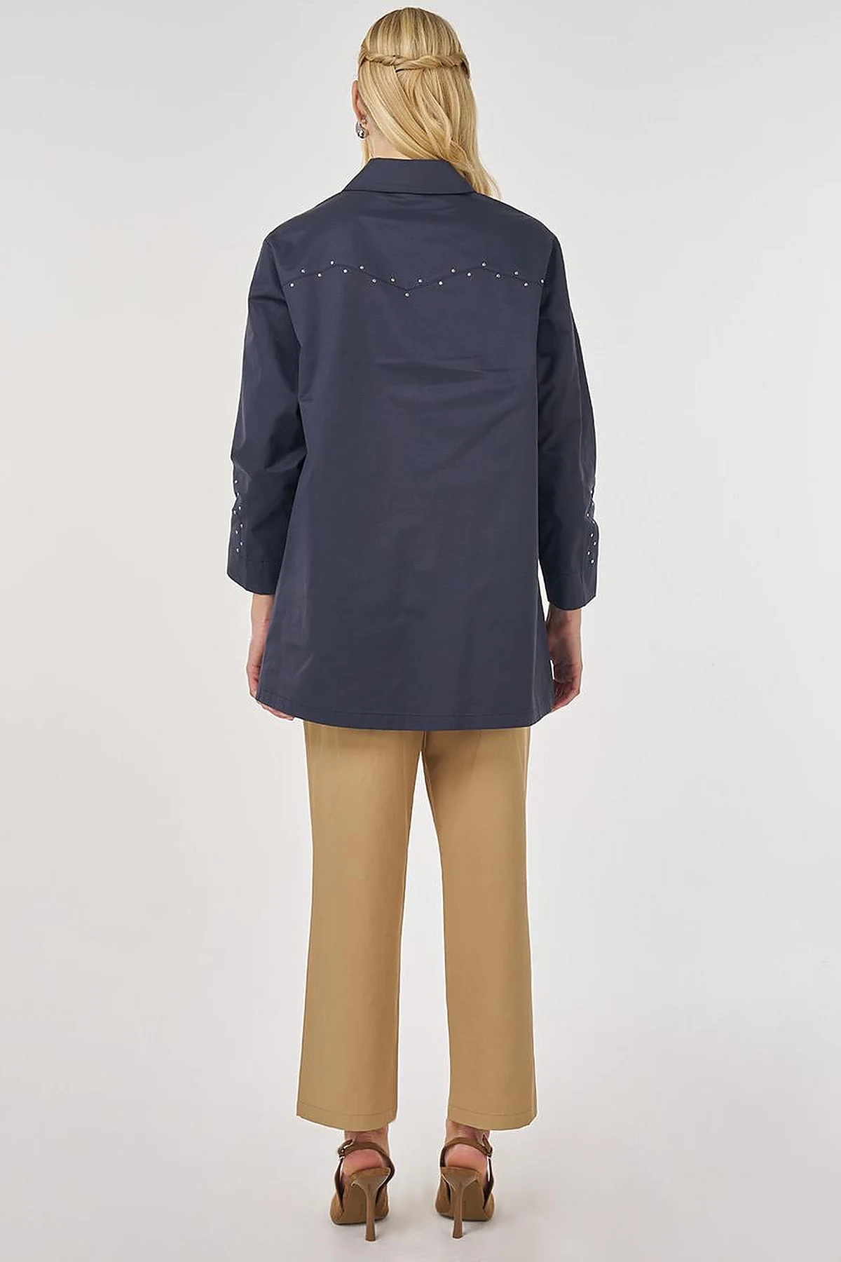 Troque Printed Cotton Tunic Dark Navy