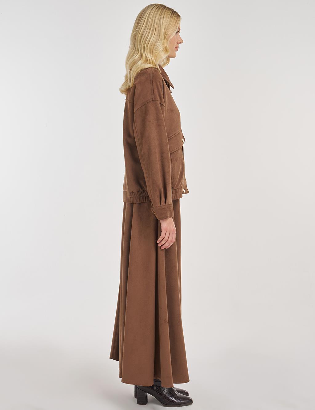 Etekli Süet Takım Mocha 