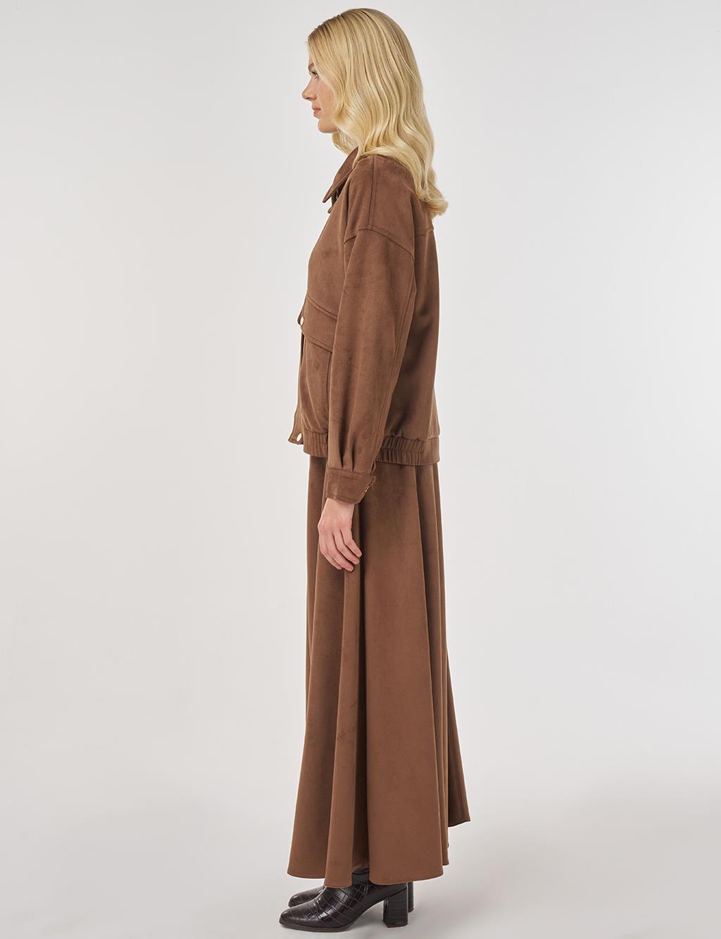 Etekli Süet Takım Mocha 