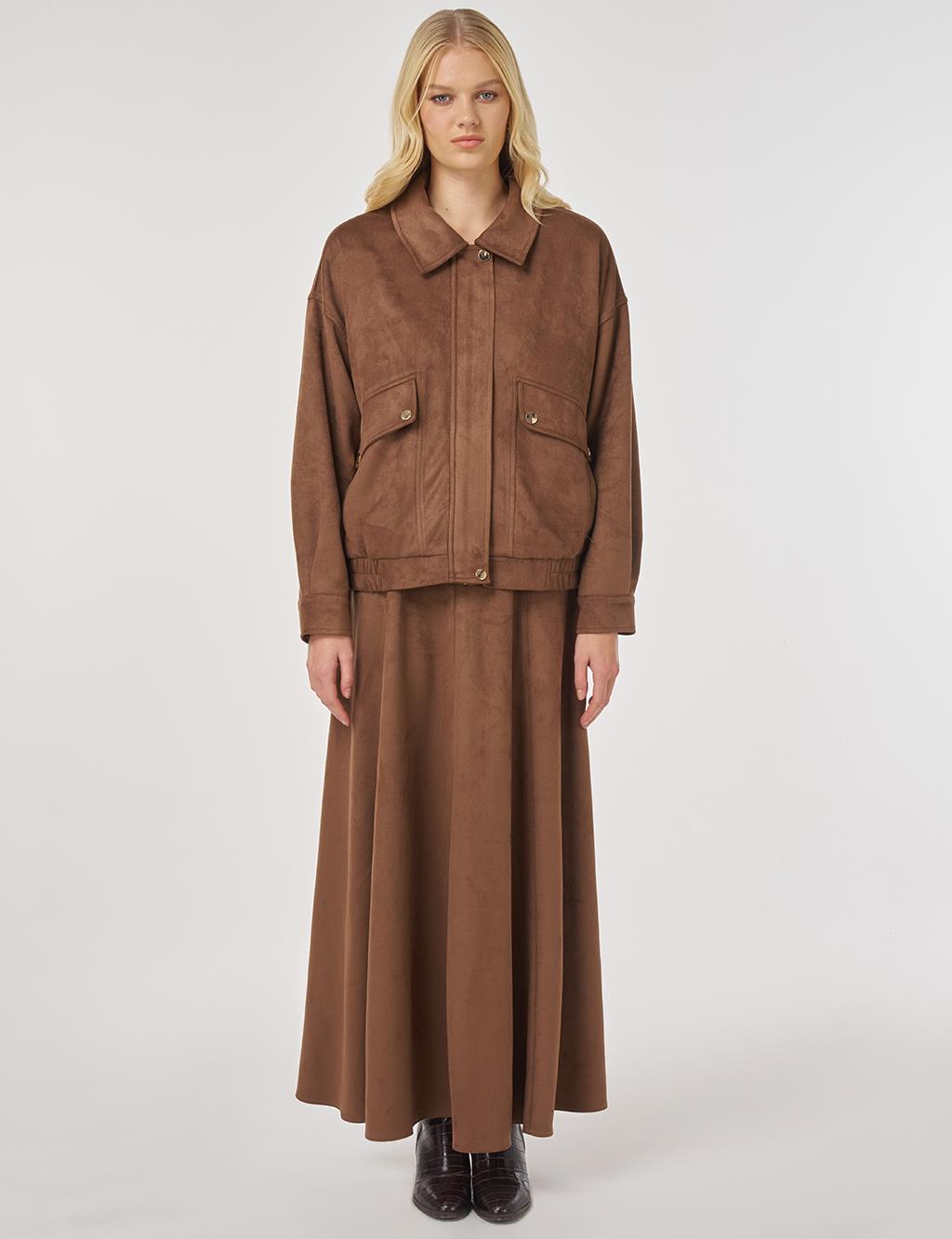 Etekli Süet Takım Mocha 