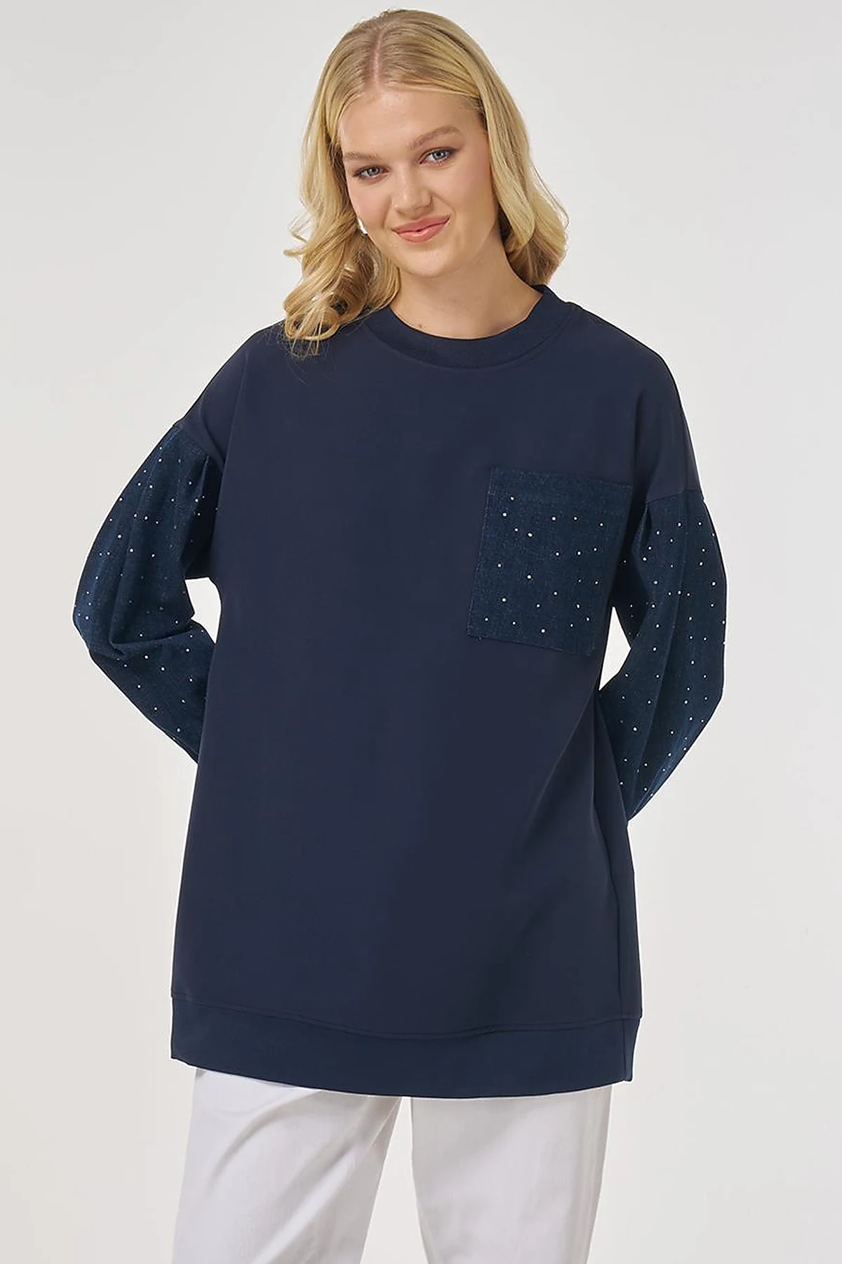 Hotfix Printed Sweatshirt in Dark Navy