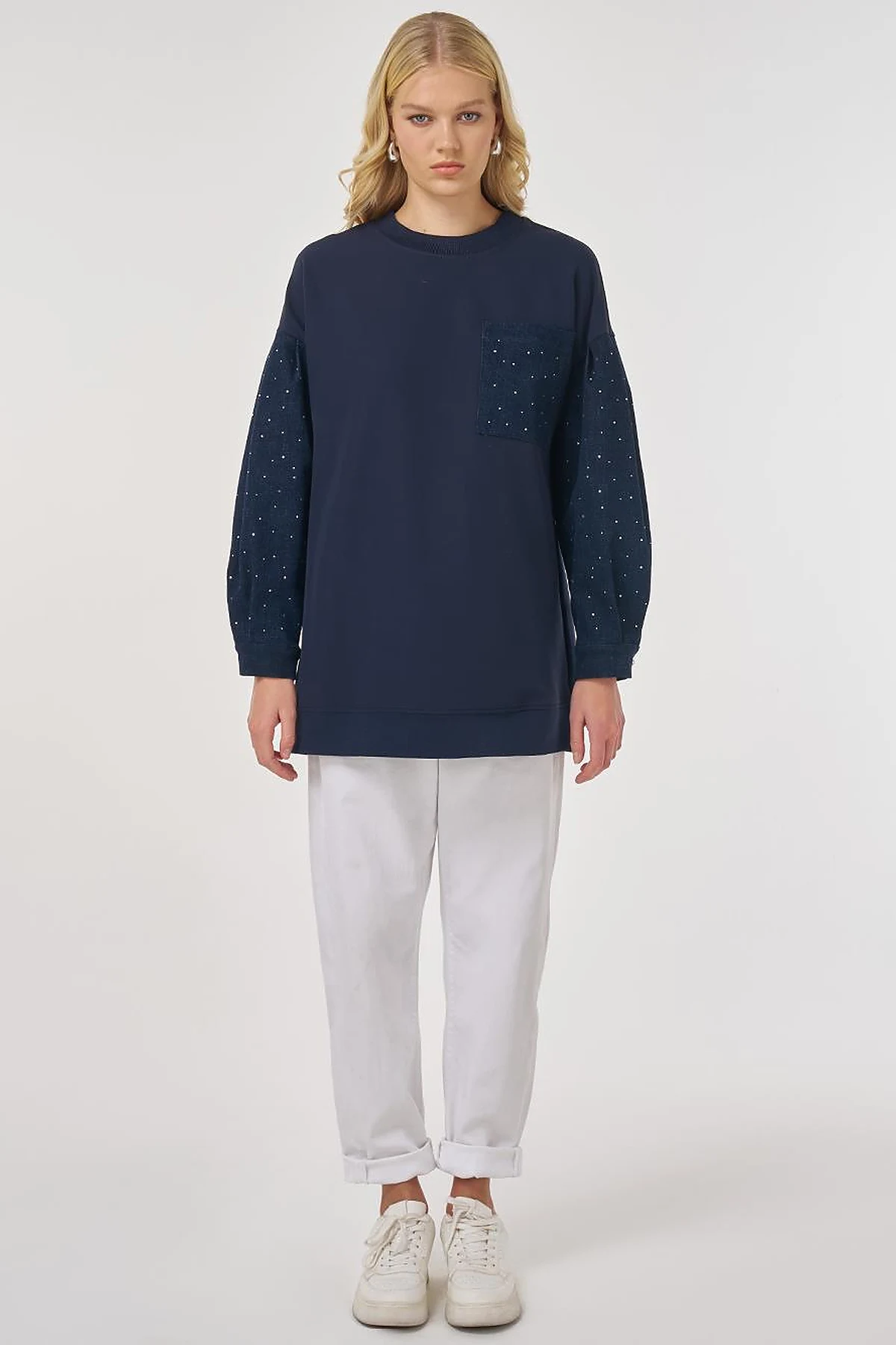 Hotfix Printed Sweatshirt in Dark Navy