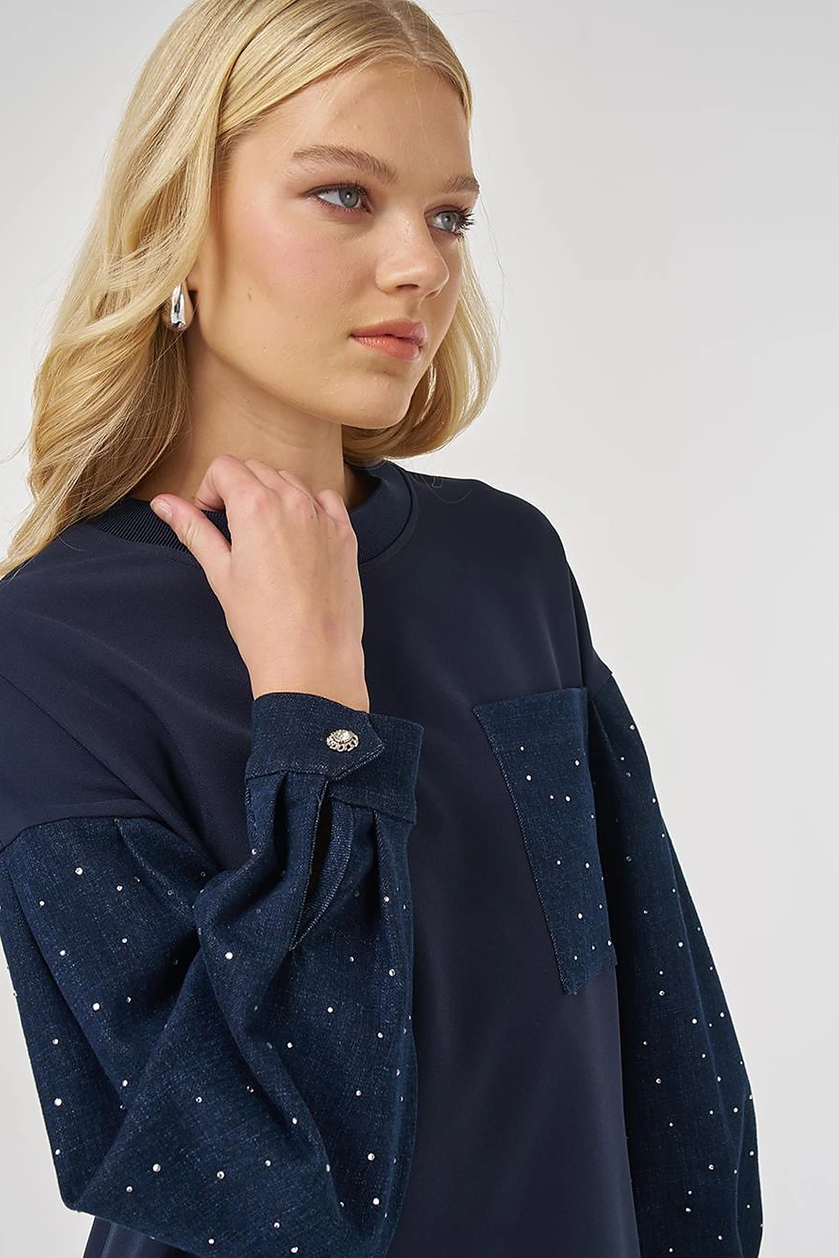 Hotfix Printed Sweatshirt in Dark Navy