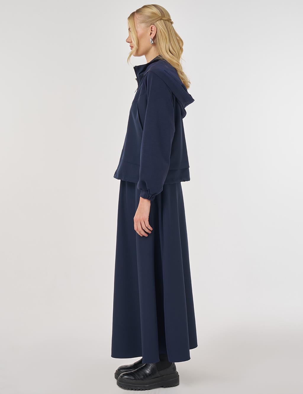 Relaxed-Cut Skirt Suit in Dark Navy