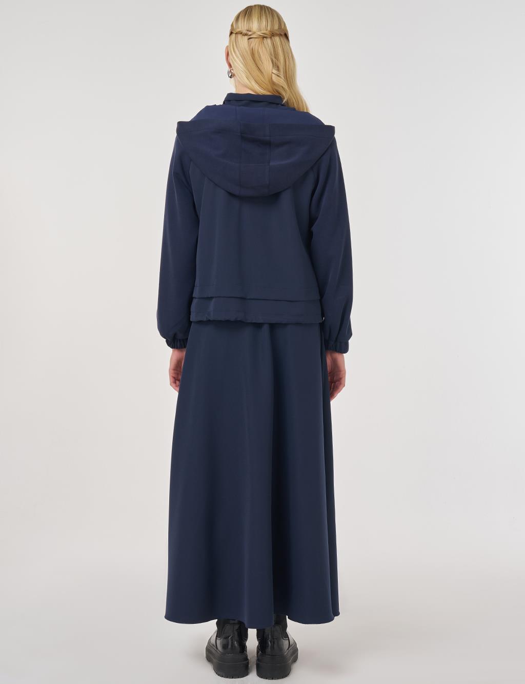 Relaxed-Cut Skirt Suit in Dark Navy