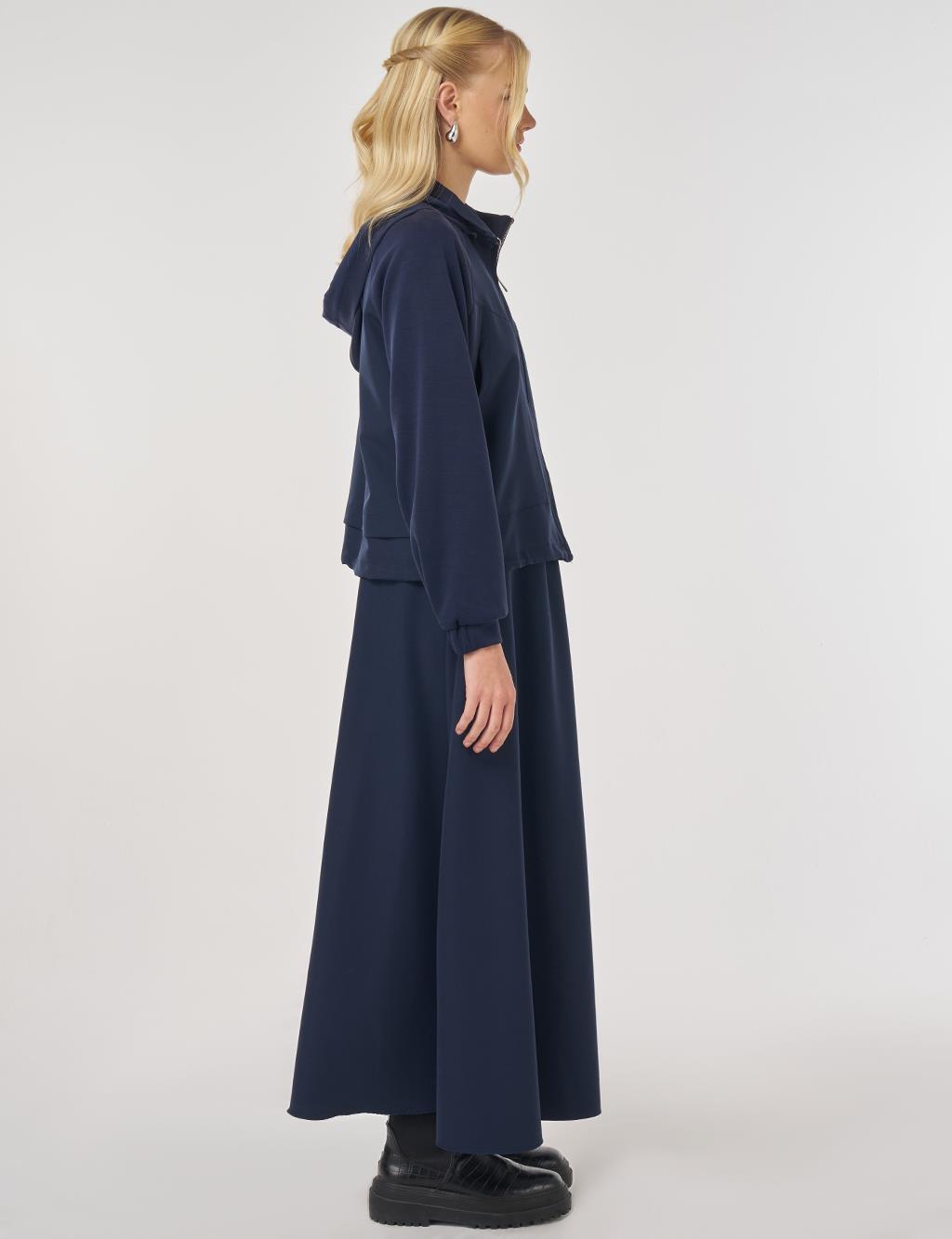 Relaxed-Cut Skirt Suit in Dark Navy