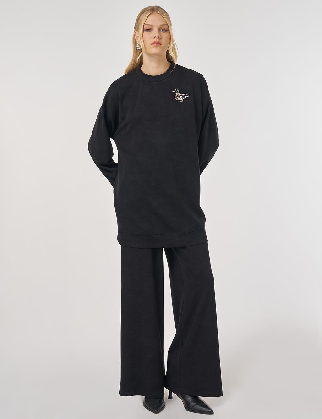 Yıkamalı Rahat Kesim İkili Takım Siyah 