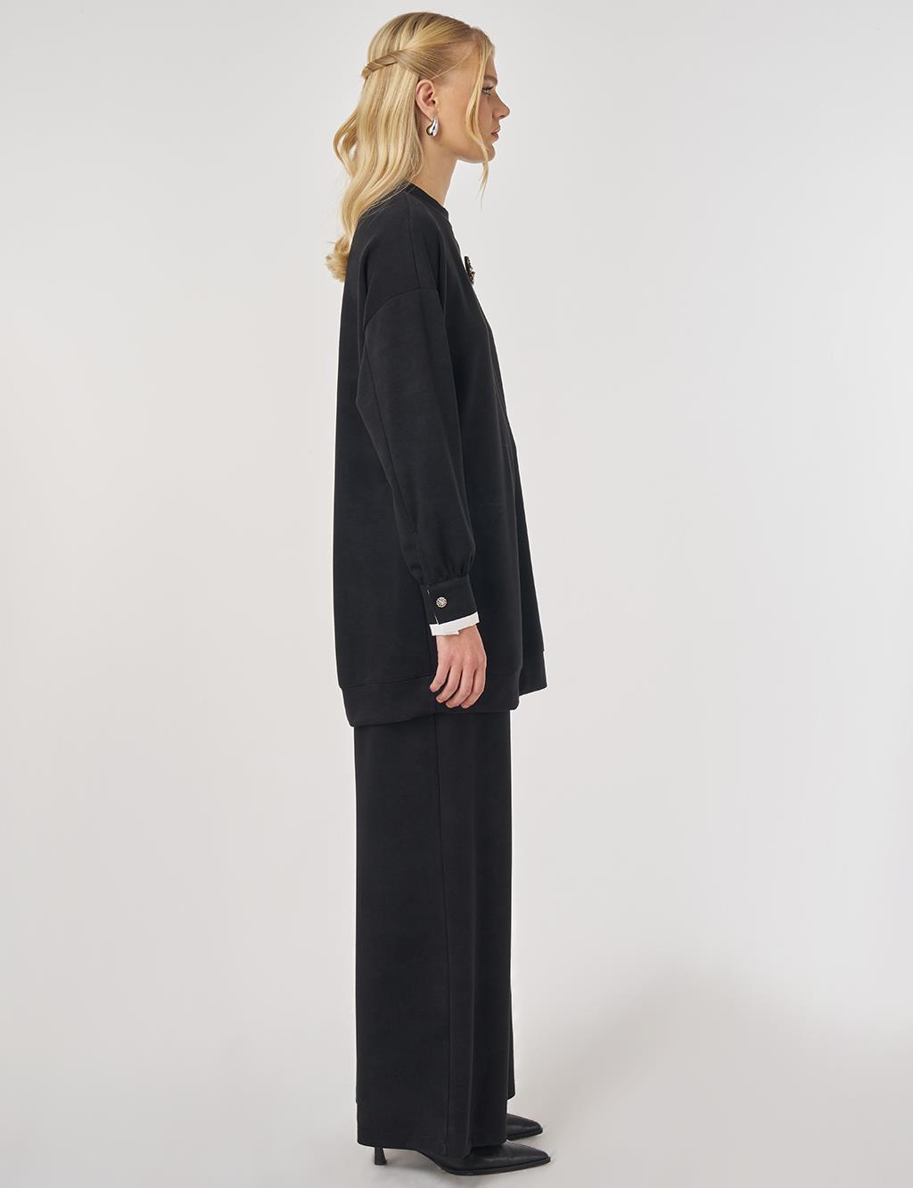 Yıkamalı Rahat Kesim İkili Takım Siyah 