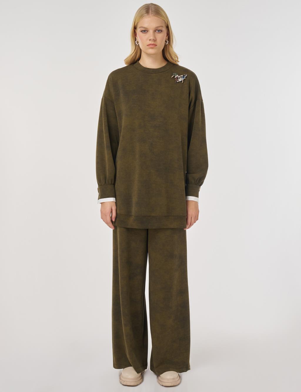 Yıkamalı Rahat Kesim İkili Takım Haki 