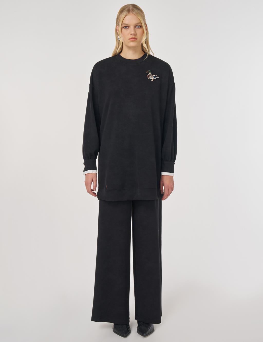 Yıkamalı Rahat Kesim İkili Takım Siyah 