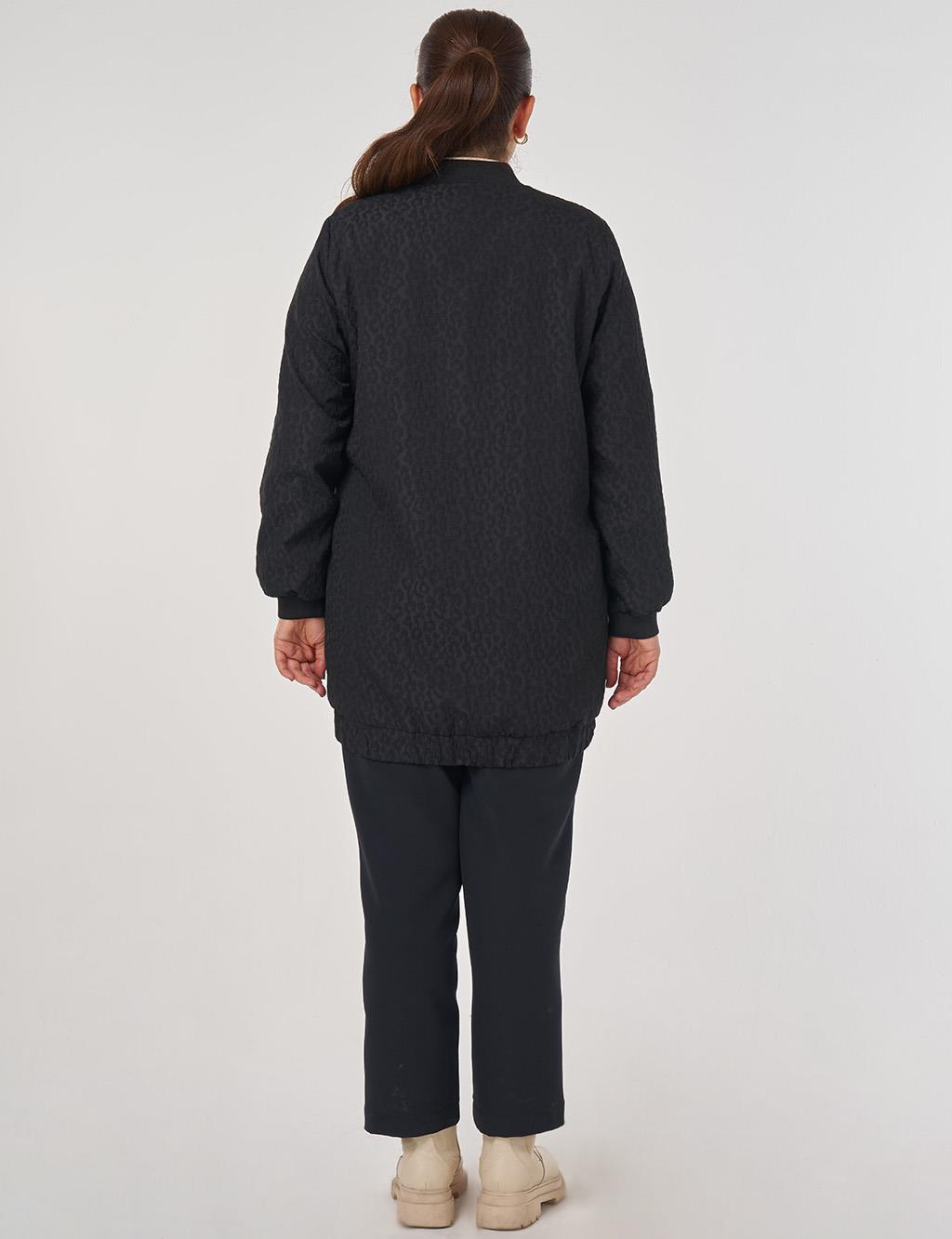 Leopard Pattern Embroidered Jacket Black