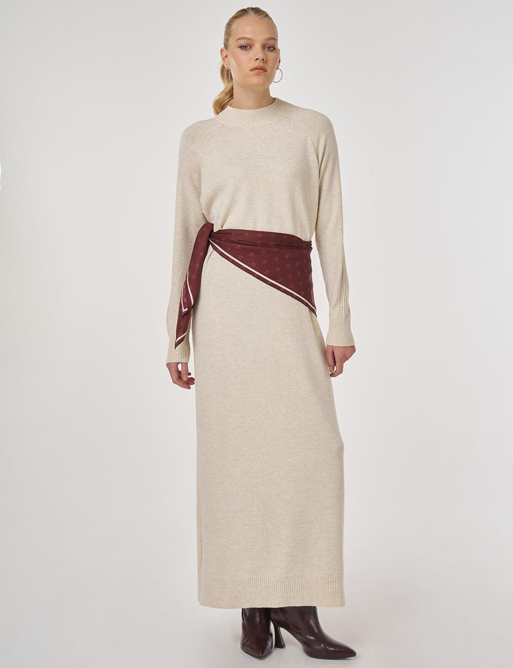 Raglan Sleeve Knit Dress in Cream