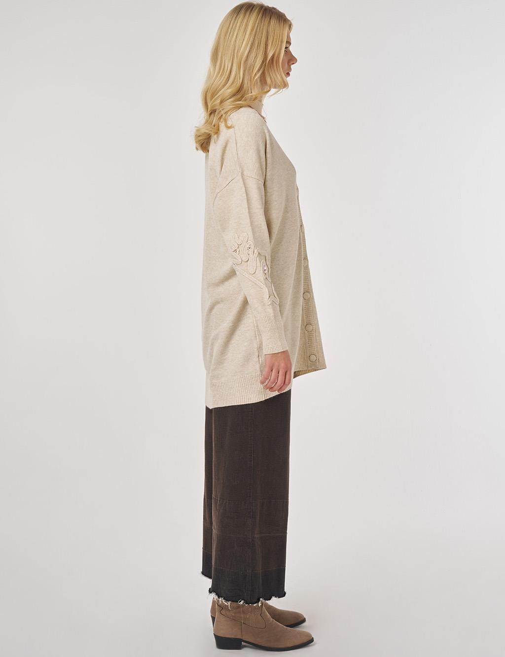 Sequin Detailed Knit Cardigan in Cream